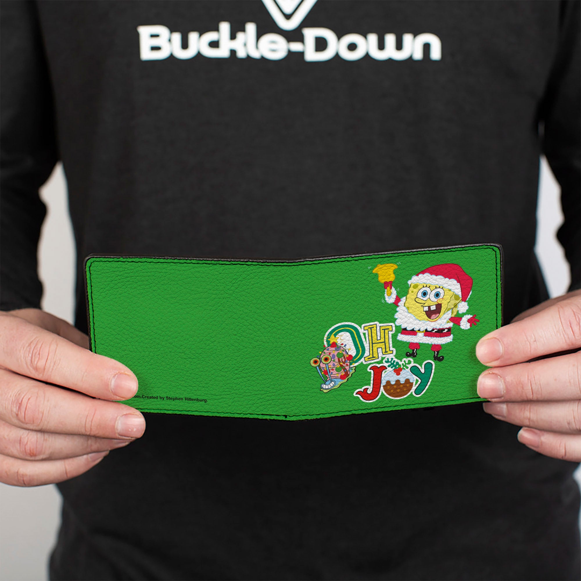 Bi-Fold Wallet - SpongeBob SquarePants and Gary OH JOY Holiday Christmas Pose Green Bi-Fold Wallets SpongeBob SquarePants