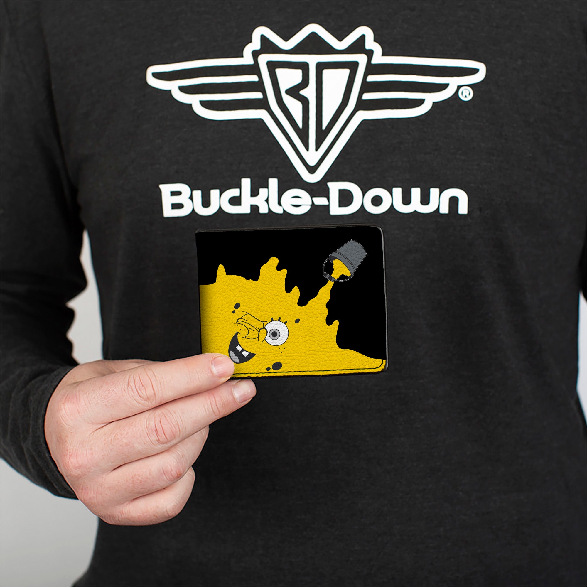 Bi-Fold Wallet - SpongeBob Paint Bucket Black Yellow Bi-Fold Wallets SpongeBob SquarePants