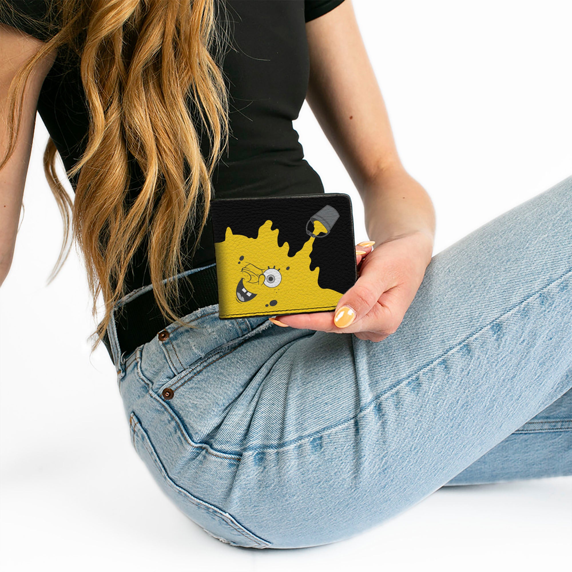 Bi-Fold Wallet - SpongeBob Paint Bucket Black Yellow Bi-Fold Wallets SpongeBob SquarePants