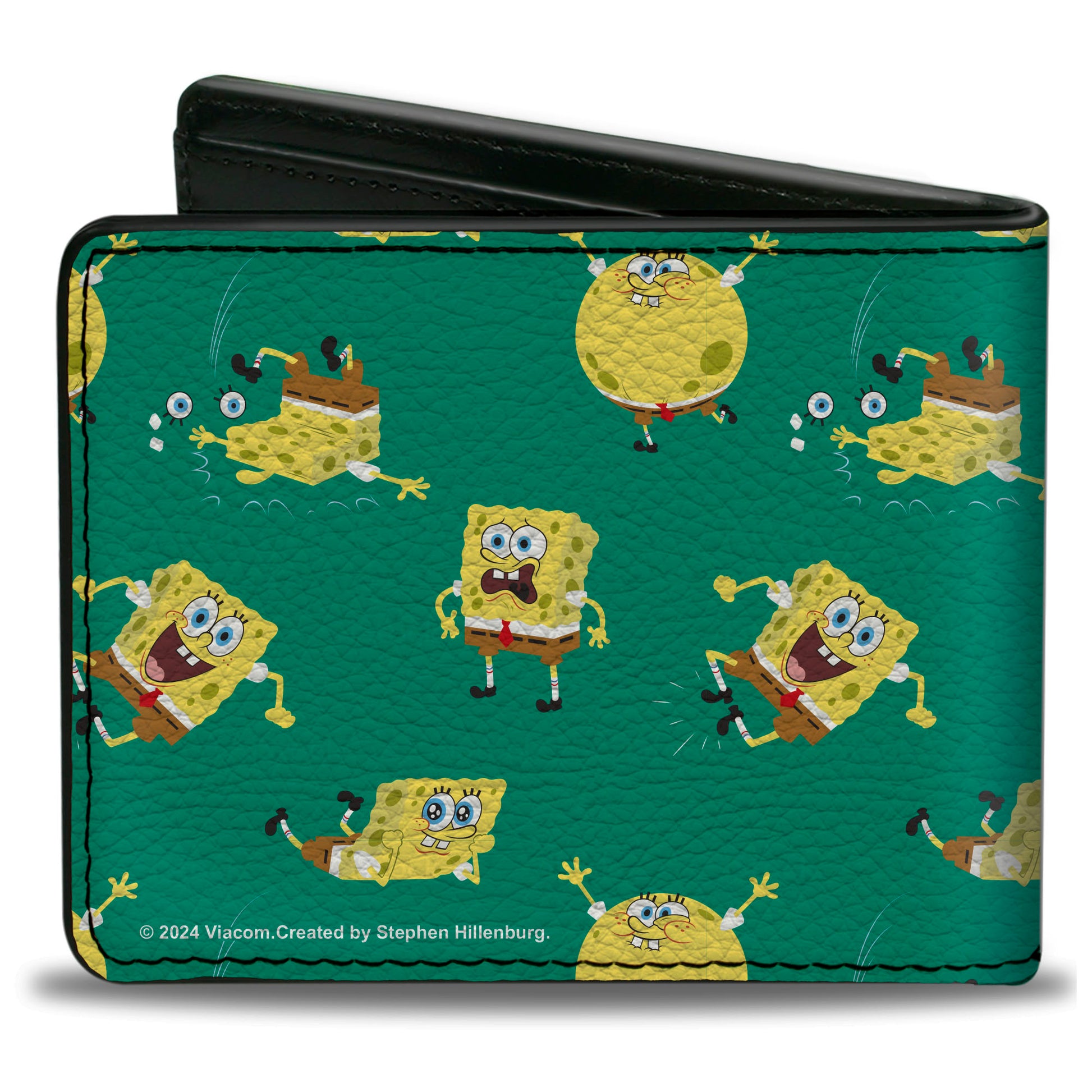 Bi-Fold Wallet - SpongeBob SquarePants Poses Scattered Green Bi-Fold Wallets SpongeBob SquarePants