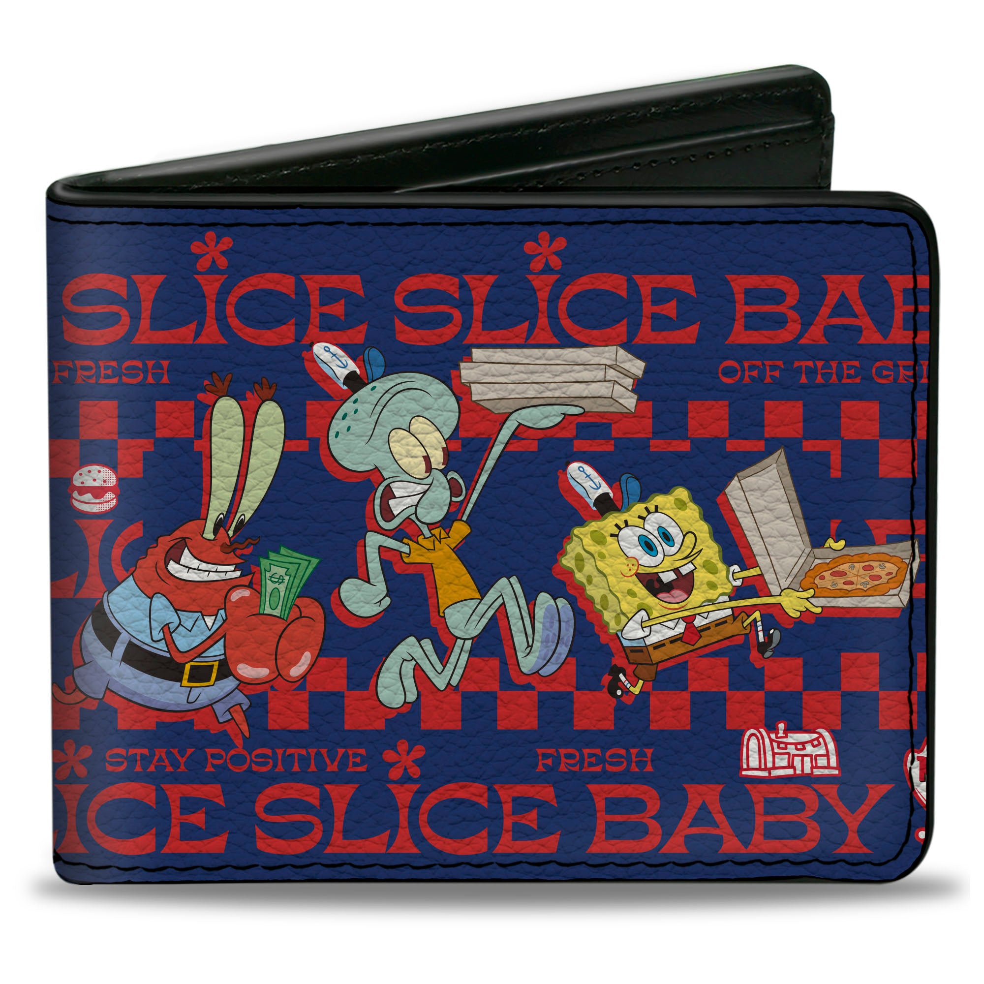 Bi-Fold Wallet - SpongeBob SquarePants The Krusty Krab Crew SLICE SLICE BABY Pose Blue/Red Bi-Fold Wallets SpongeBob SquarePants