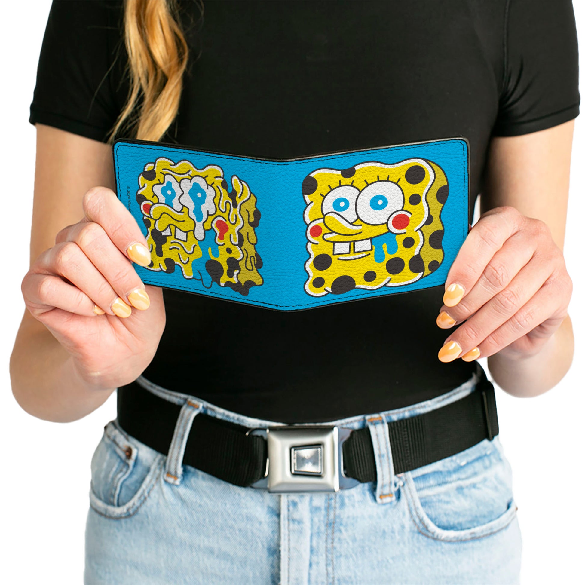 Bi-Fold Wallet - SpongeBob SquarePants Drooling and Melting Faces Blue Bi-Fold Wallets SpongeBob SquarePants