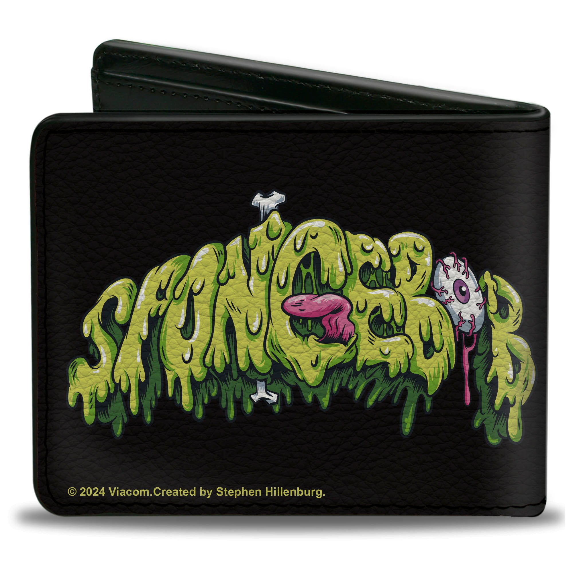 Bi-Fold Wallet - SpongeBob SquarePants SPONGEBOB Slime Text and Skull Black Bi-Fold Wallets SpongeBob SquarePants