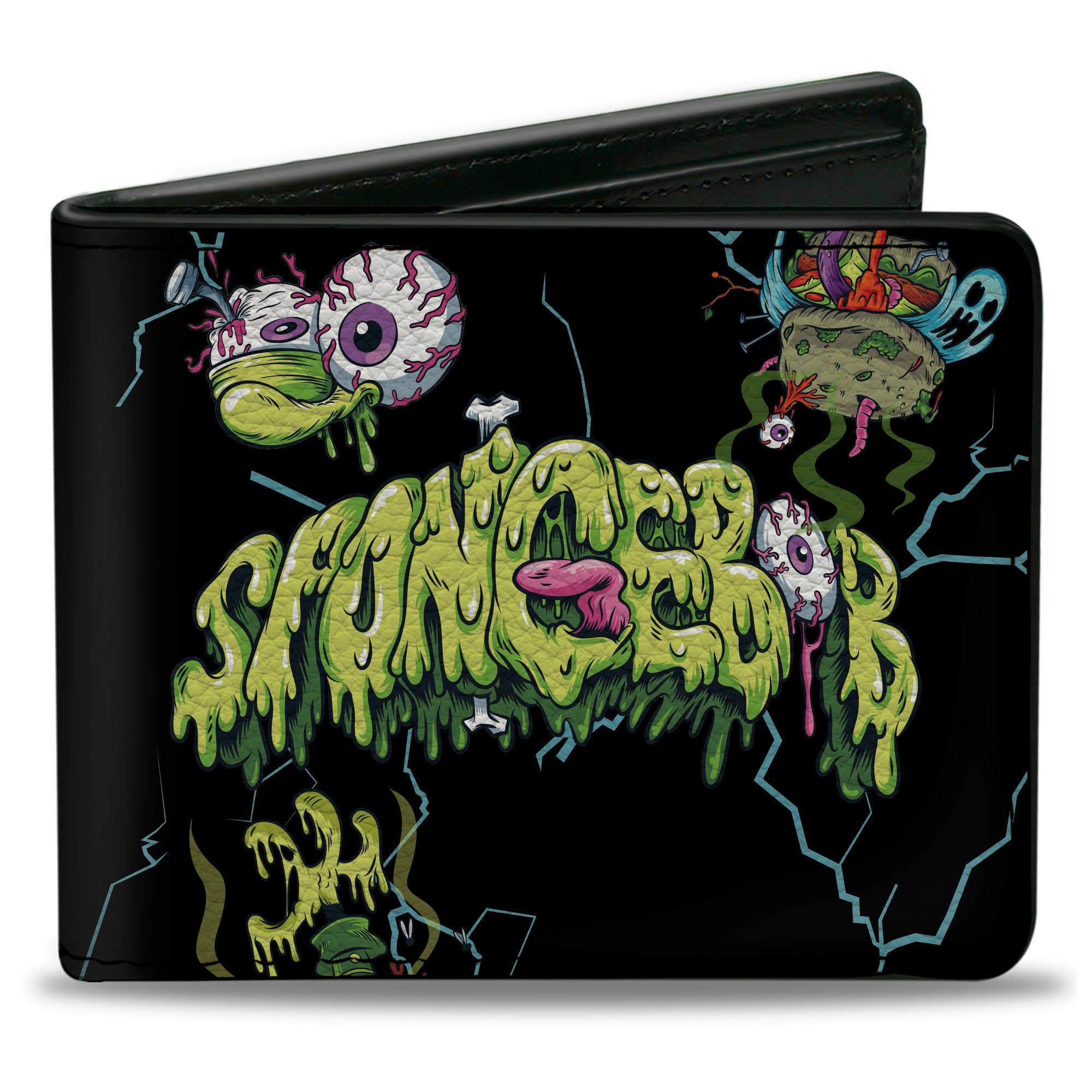 Bi-Fold Wallet - SpongeBob SquarePants Halloween Slime Icons Scattered Black Bi-Fold Wallets SpongeBob SquarePants