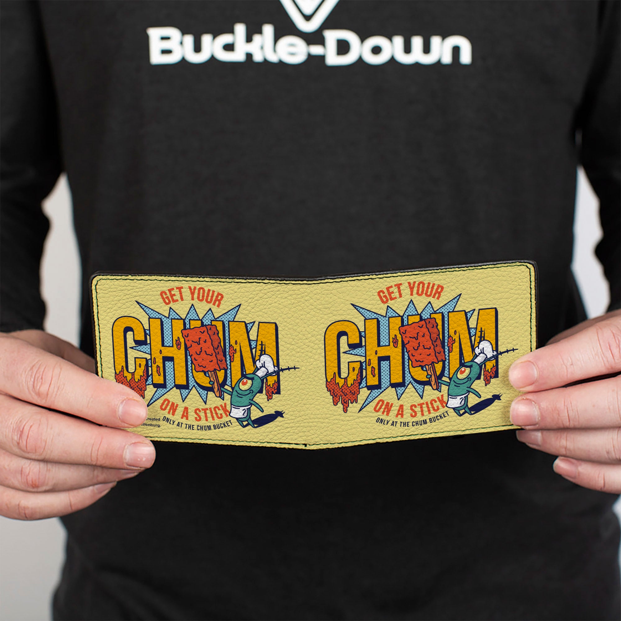 Bi-Fold Wallet - SpongeBob SquarePants Plankton GET YOUR CHUM ON A STICK Pose Yellow Bi-Fold Wallets SpongeBob SquarePants