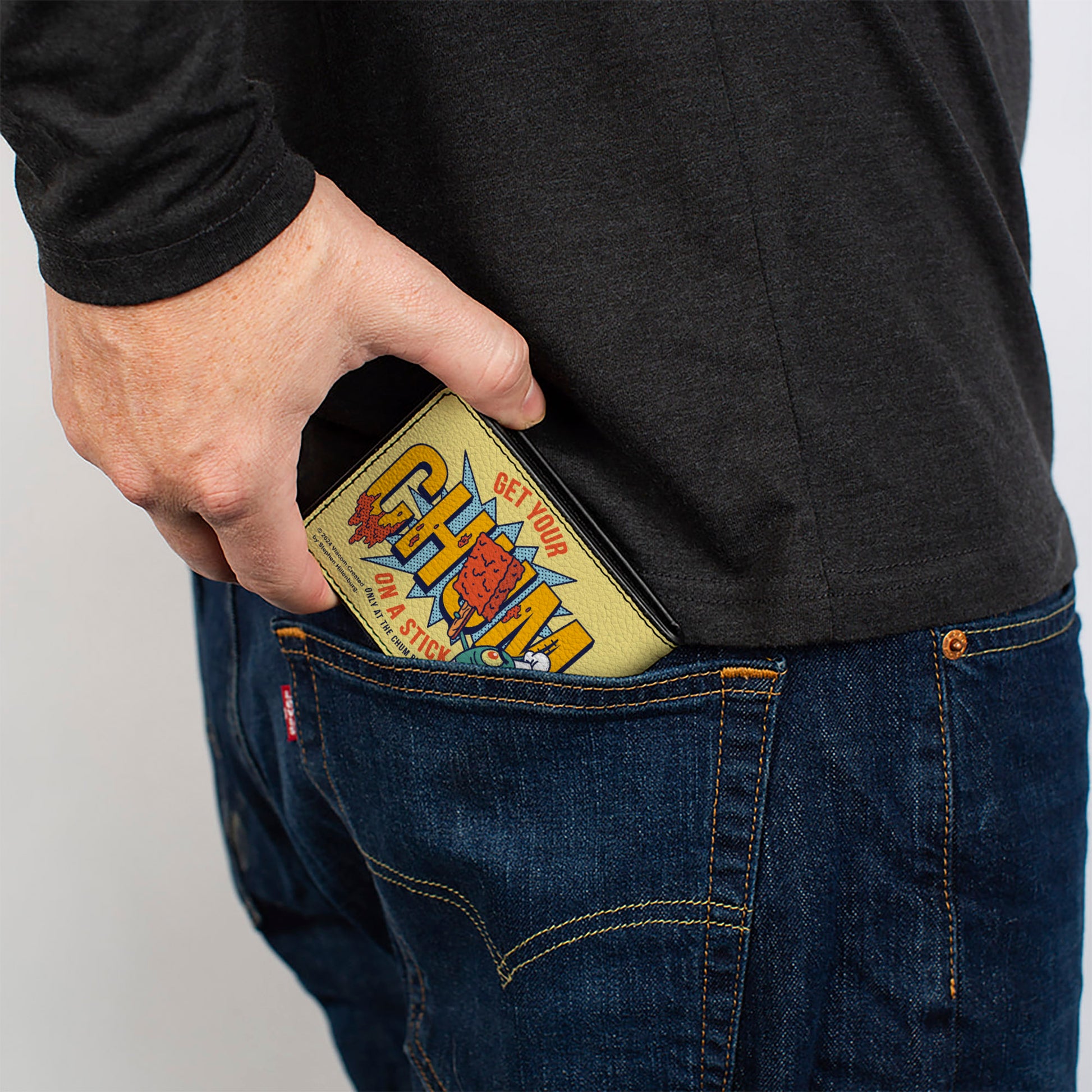 Bi-Fold Wallet - SpongeBob SquarePants Plankton GET YOUR CHUM ON A STICK Pose Yellow Bi-Fold Wallets SpongeBob SquarePants