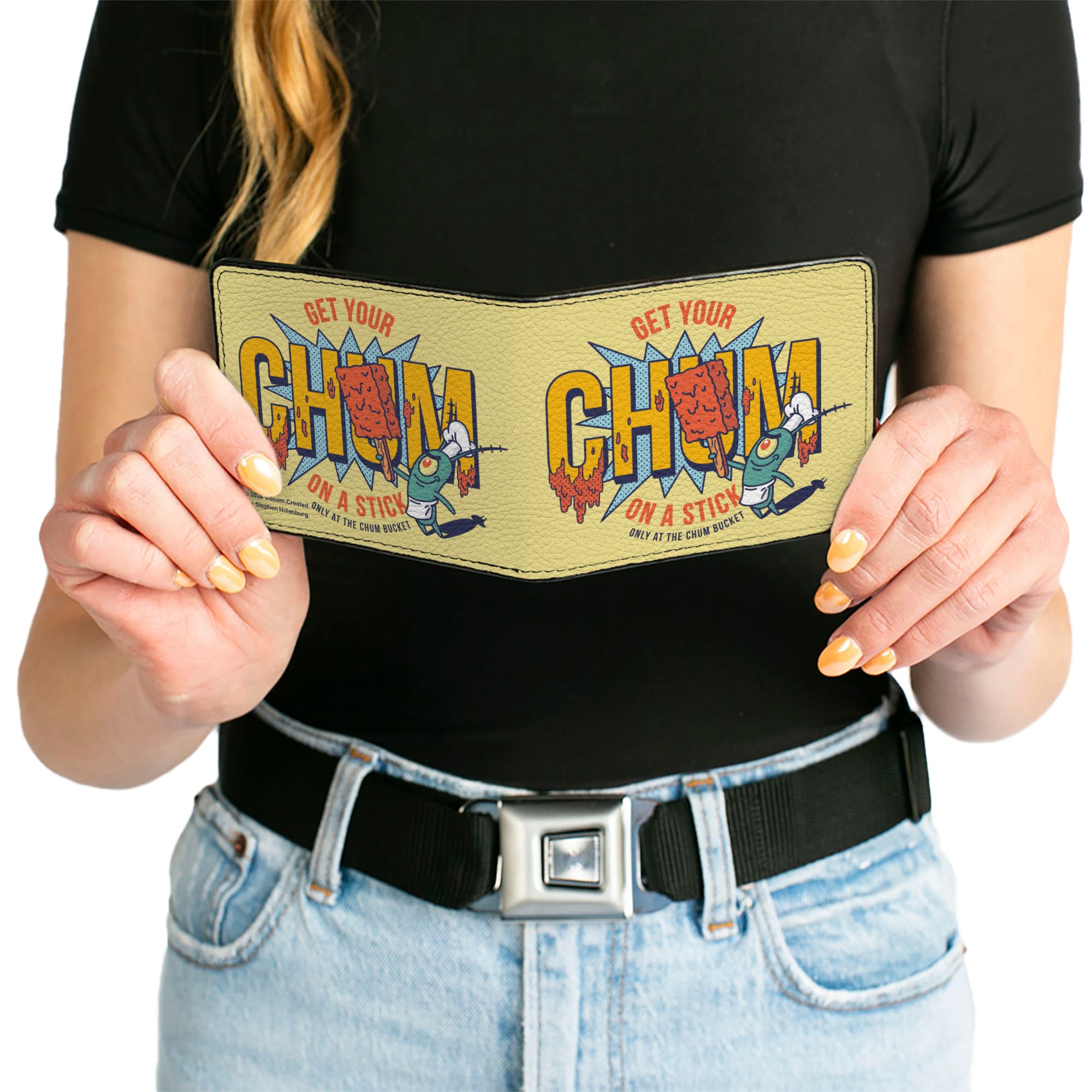 Bi-Fold Wallet - SpongeBob SquarePants Plankton GET YOUR CHUM ON A STICK Pose Yellow Bi-Fold Wallets SpongeBob SquarePants