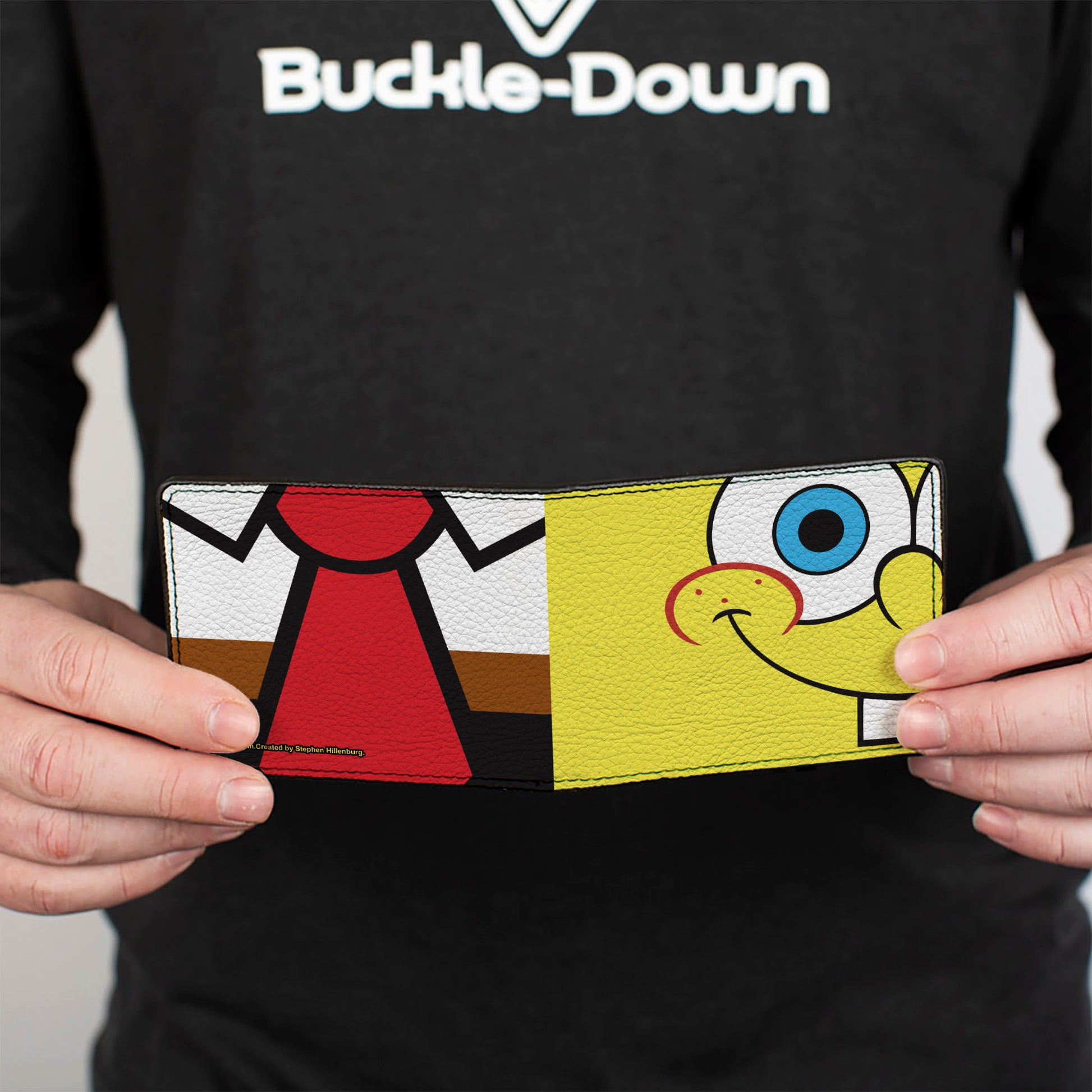Bi-Fold Wallet - SpongeBob SquarePants Face and Tie Character Close-Up Blocks Bi-Fold Wallets SpongeBob SquarePants