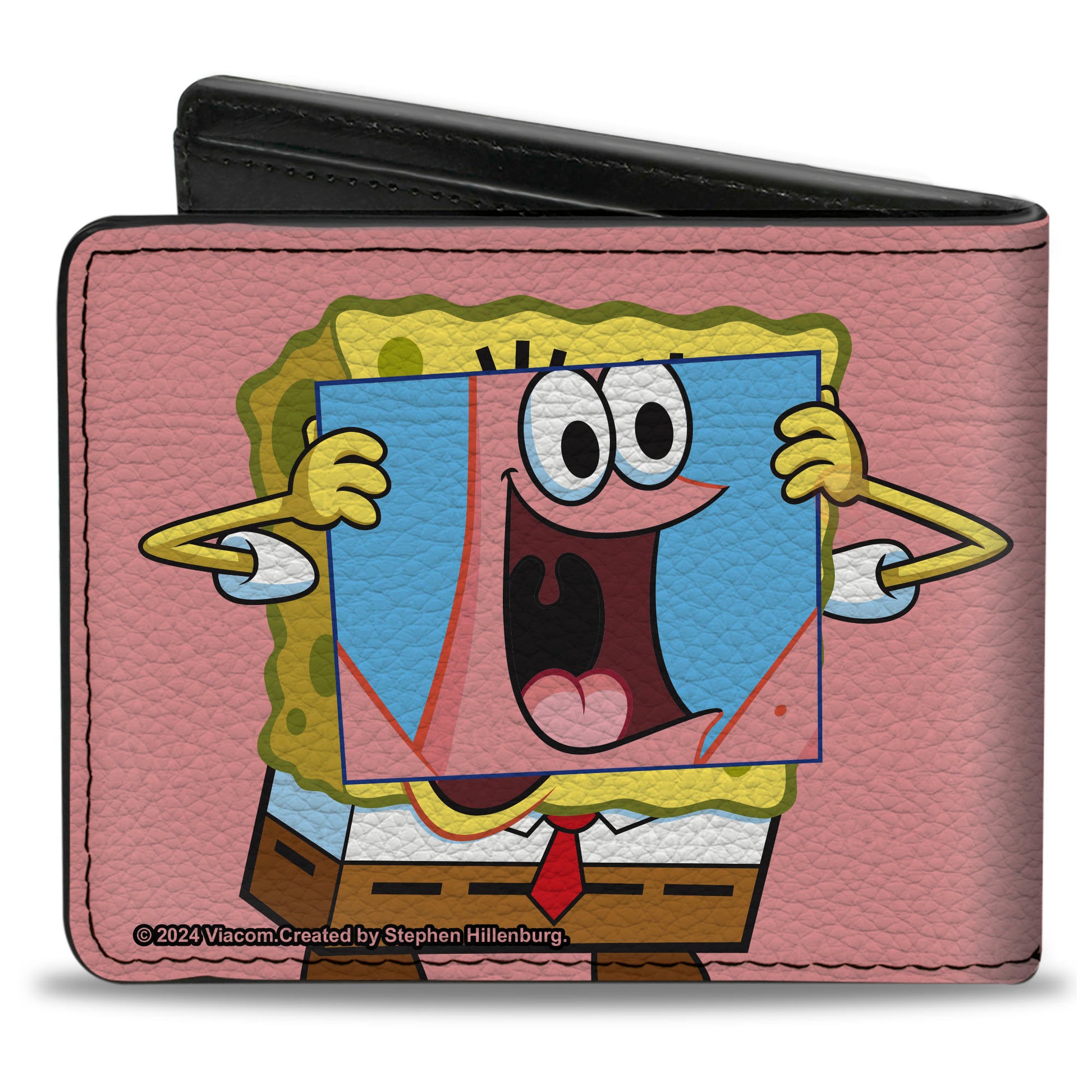 Bi-Fold Wallet - SpongeBob SquarePants Patrick Star Face Cover Up Pose Pink Bi-Fold Wallets SpongeBob SquarePants