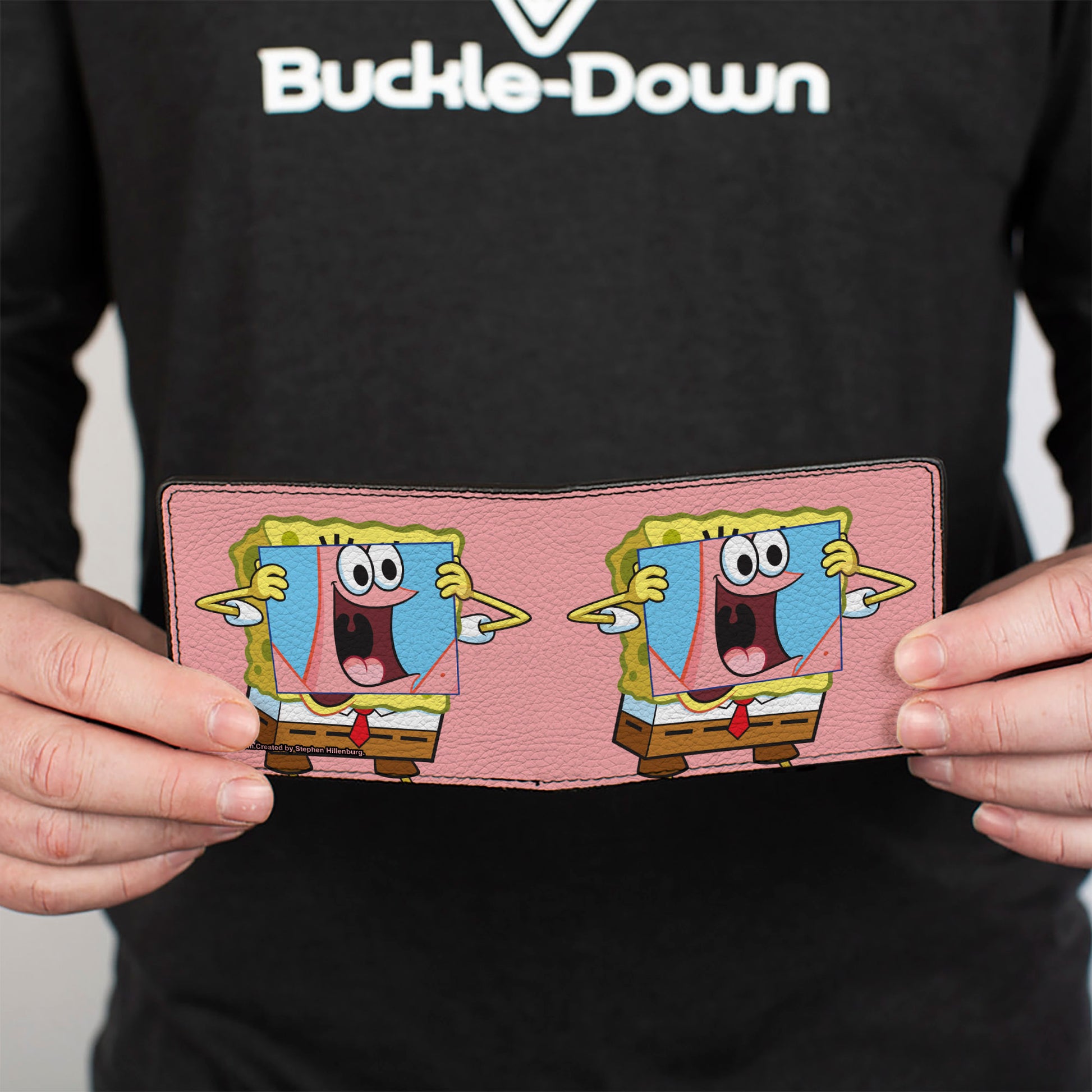 Bi-Fold Wallet - SpongeBob SquarePants Patrick Star Face Cover Up Pose Pink Bi-Fold Wallets SpongeBob SquarePants