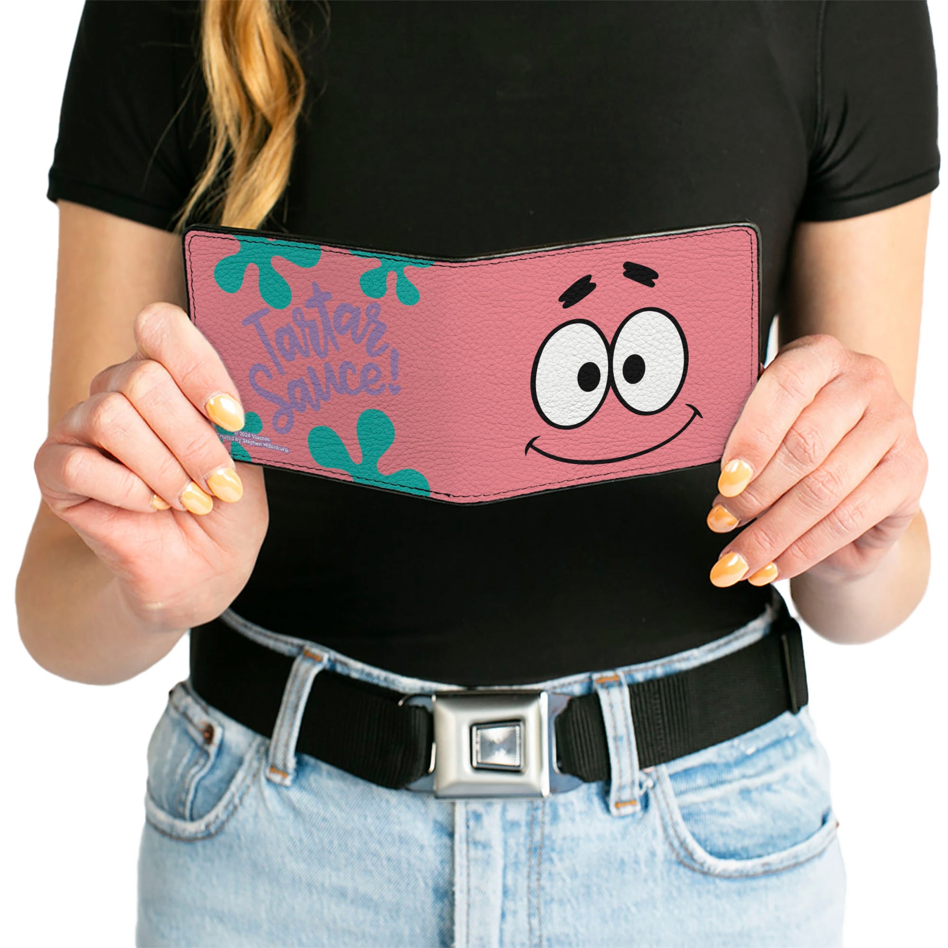 Bi-Fold Wallet - SpongeBob SquarePants Patrick Star TARTAR SAUCE Face Close-Up Pink Bi-Fold Wallets SpongeBob SquarePants