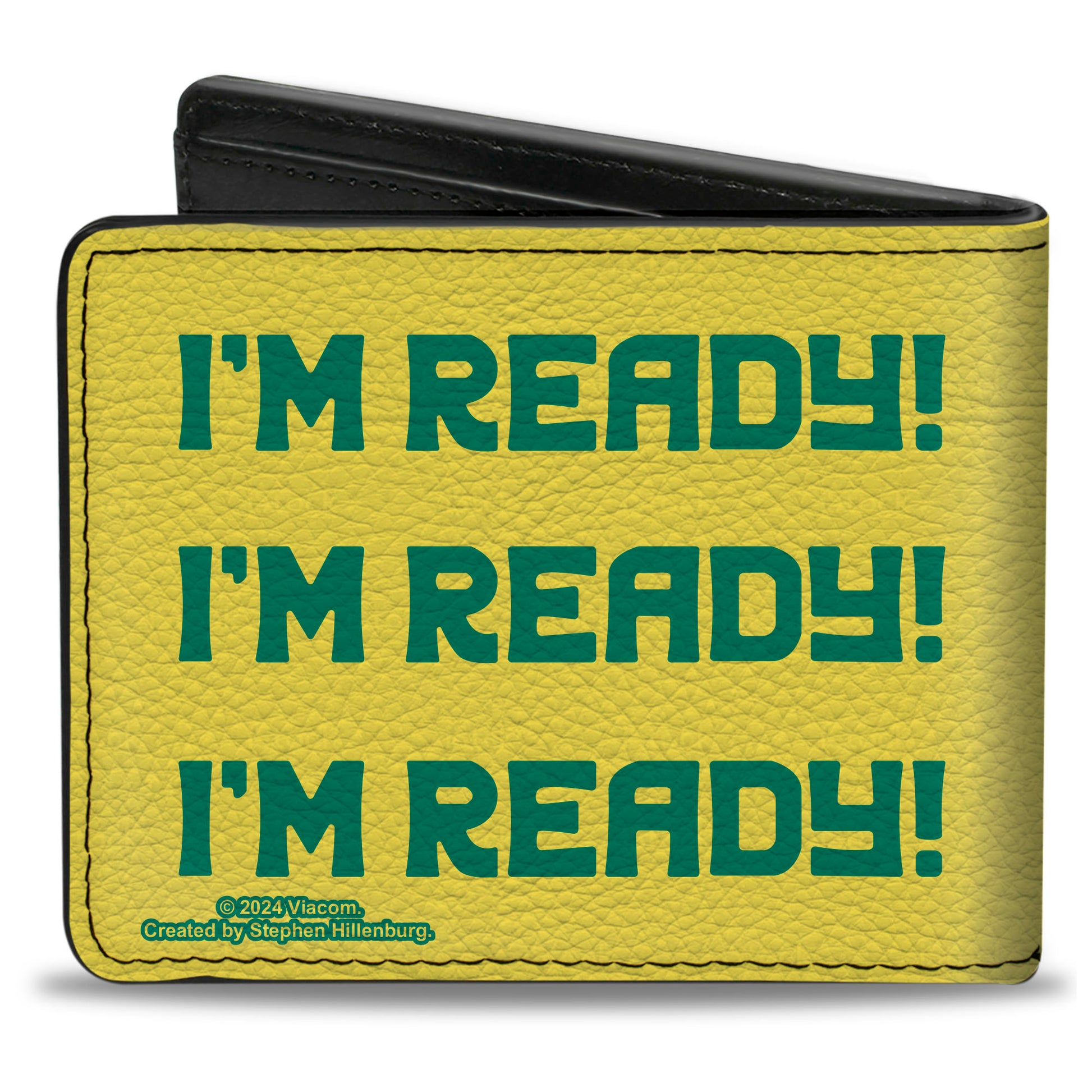 Bi-Fold Wallet - SpongeBob SquarePants I'M READY Face Close-Up Yellow/Green Bi-Fold Wallets SpongeBob SquarePants