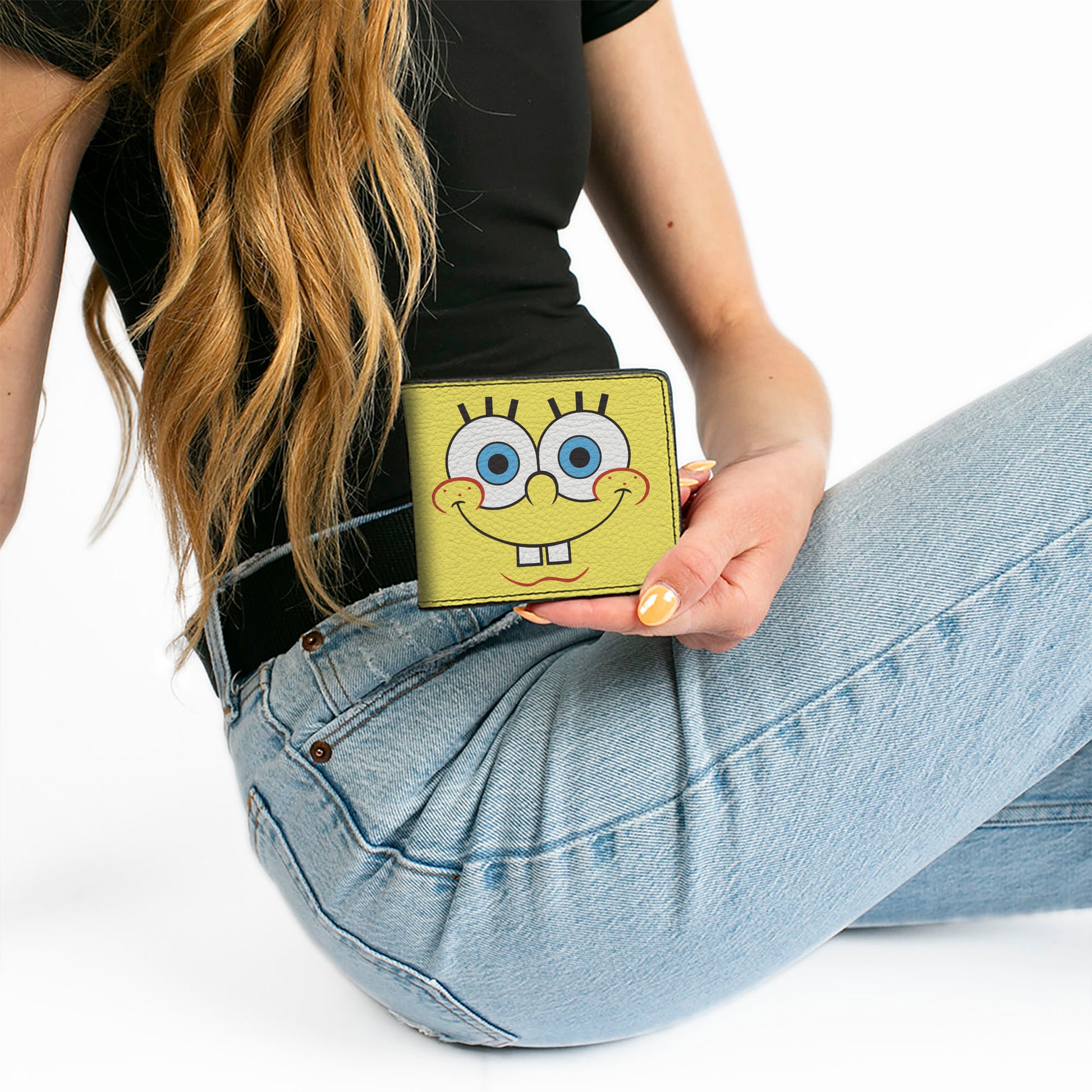 Bi-Fold Wallet - SpongeBob SquarePants I'M READY Face Close-Up Yellow/Green Bi-Fold Wallets SpongeBob SquarePants