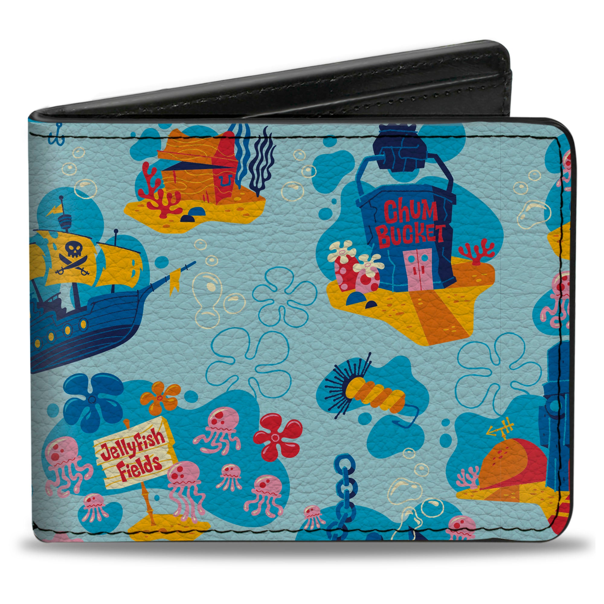 Bi-Fold Wallet - SpongeBob SquarePants Under the Sea Icons Collage Blues Bi-Fold Wallets SpongeBob SquarePants