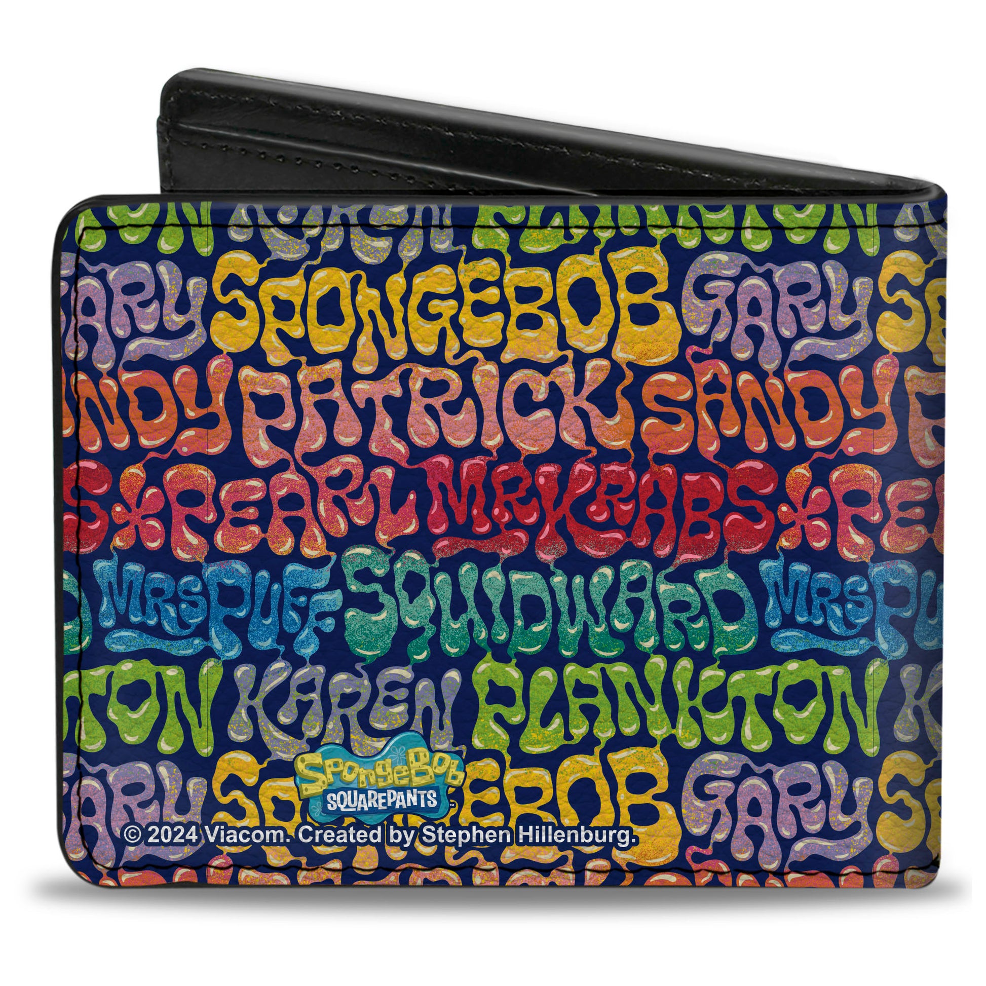 Bi-Fold Wallet - SpongeBob SquarePants and Friends Names Collage Blue/Multi Color Bi-Fold Wallets SpongeBob SquarePants
