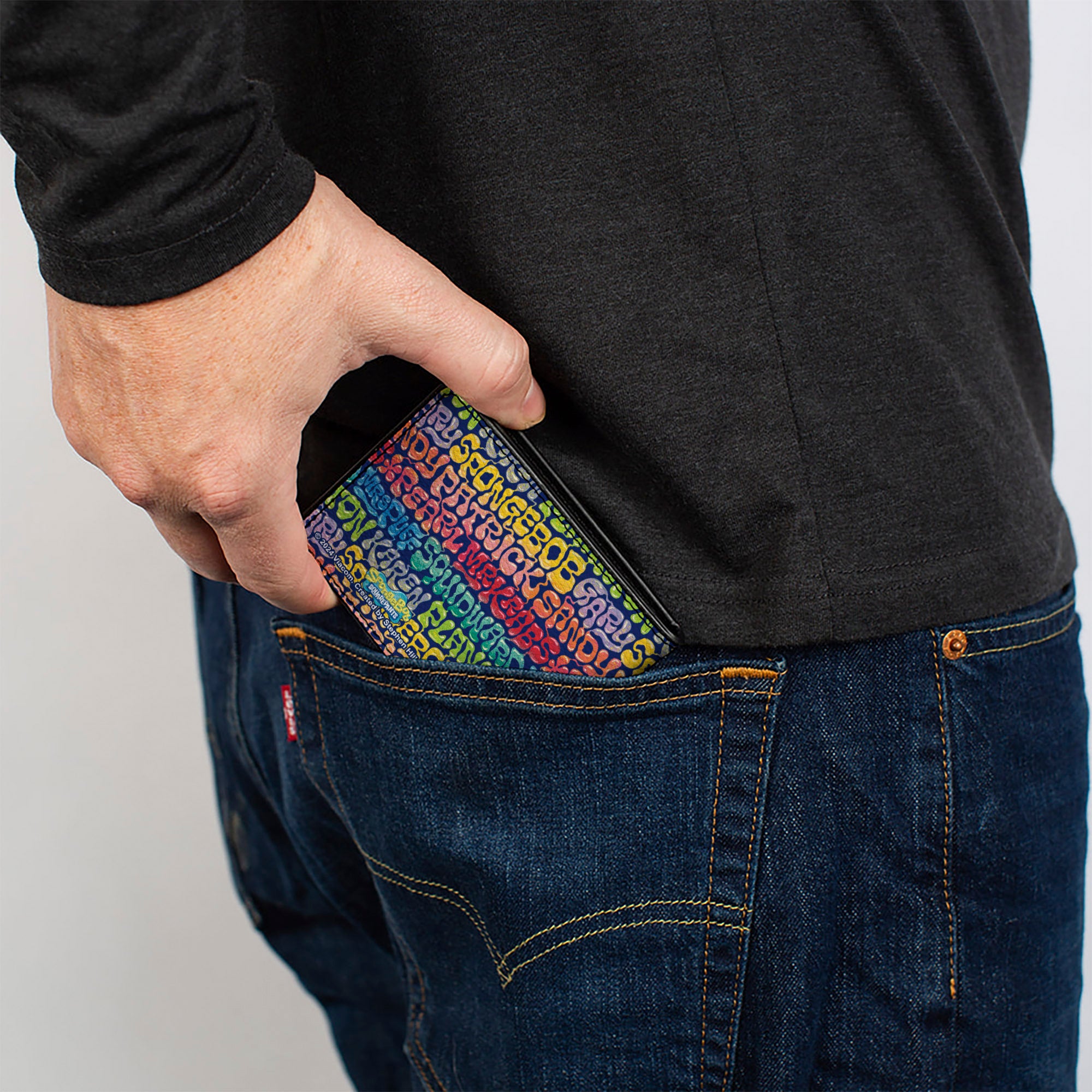 Bi-Fold Wallet - SpongeBob SquarePants and Friends Names Collage Blue/Multi Color Bi-Fold Wallets SpongeBob SquarePants