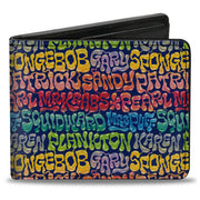 Bi-Fold Wallet - SpongeBob SquarePants and Friends Names Collage Blue/Multi Color Bi-Fold Wallets SpongeBob SquarePants