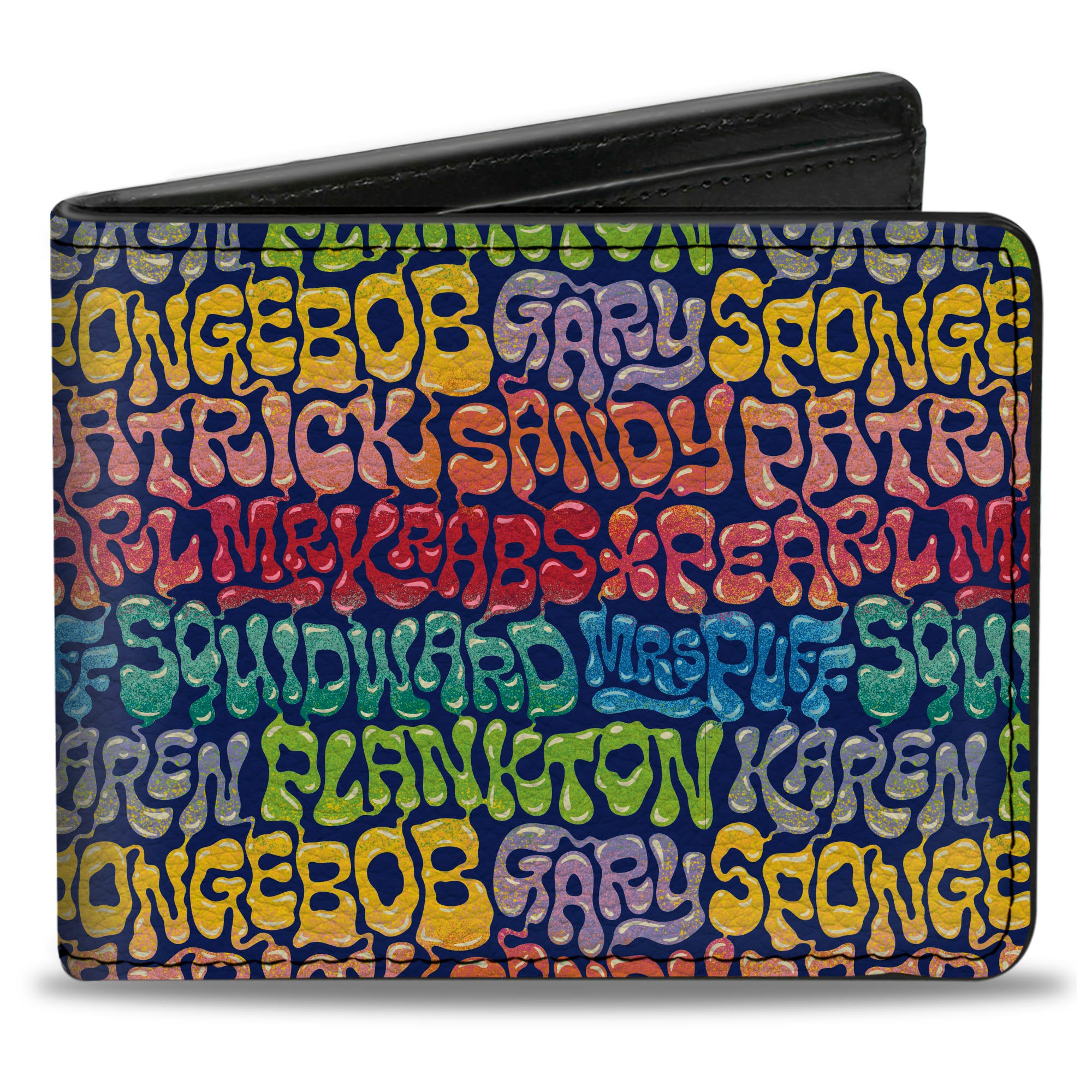 Bi-Fold Wallet - SpongeBob SquarePants and Friends Names Collage Blue/Multi Color Bi-Fold Wallets SpongeBob SquarePants