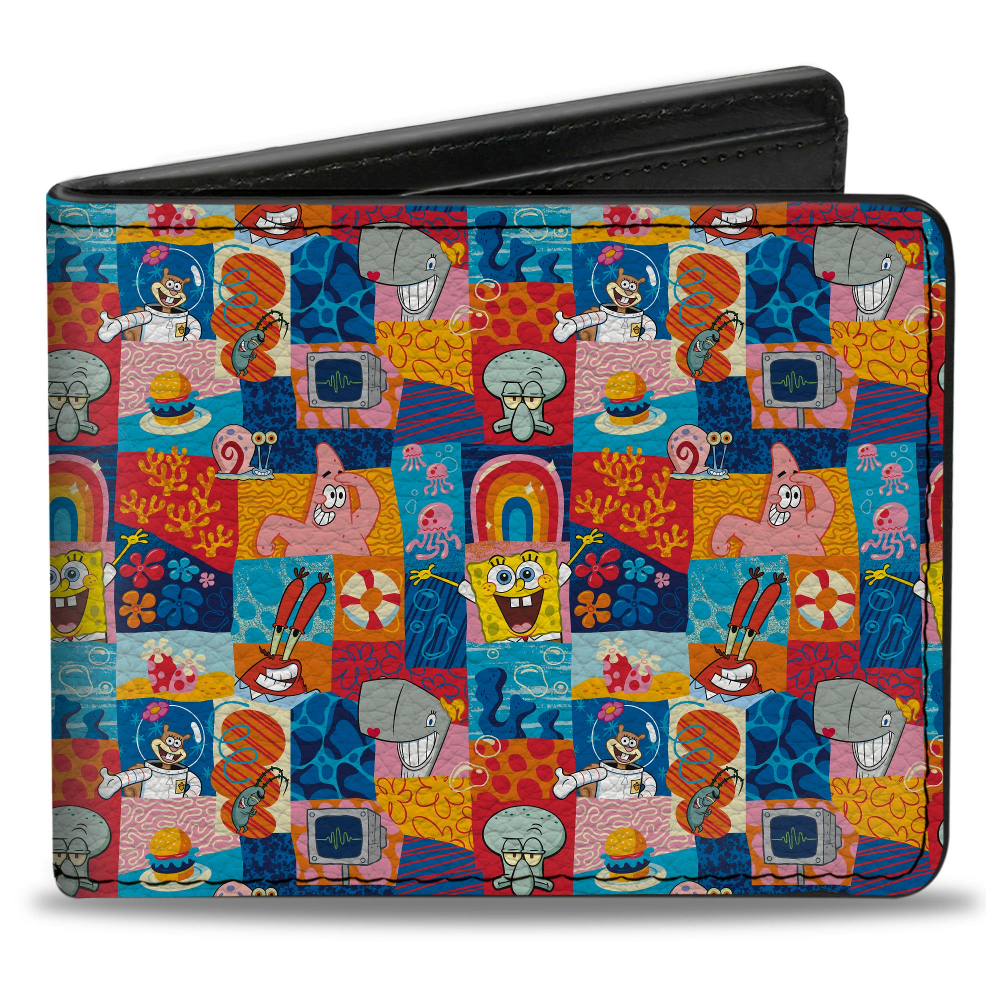 Bi-Fold Wallet - SpongeBob SquarePants and Friends with Icons Blocks Multi Color Bi-Fold Wallets SpongeBob SquarePants