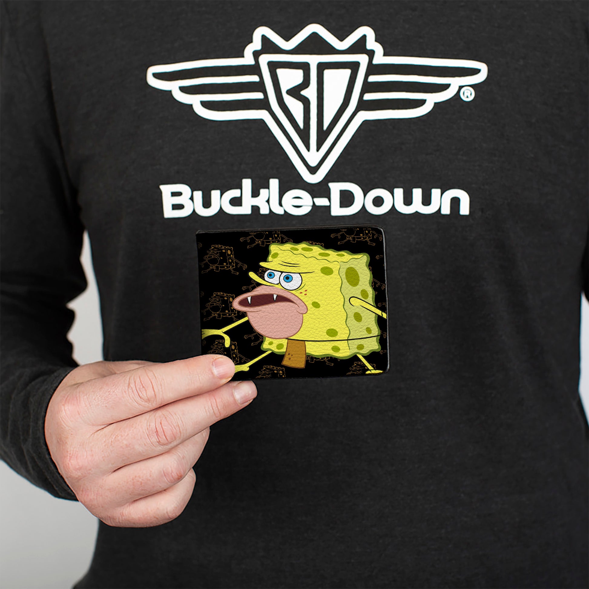 Bi-Fold Wallet - Primitive Sponge Pose Pose Outline Black Brown Bi-Fold Wallets SpongeBob SquarePants