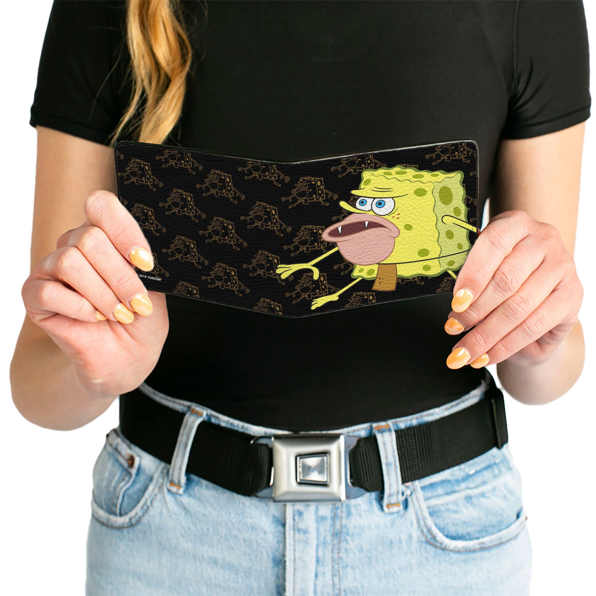Bi-Fold Wallet - Primitive Sponge Pose Pose Outline Black Brown Bi-Fold Wallets SpongeBob SquarePants