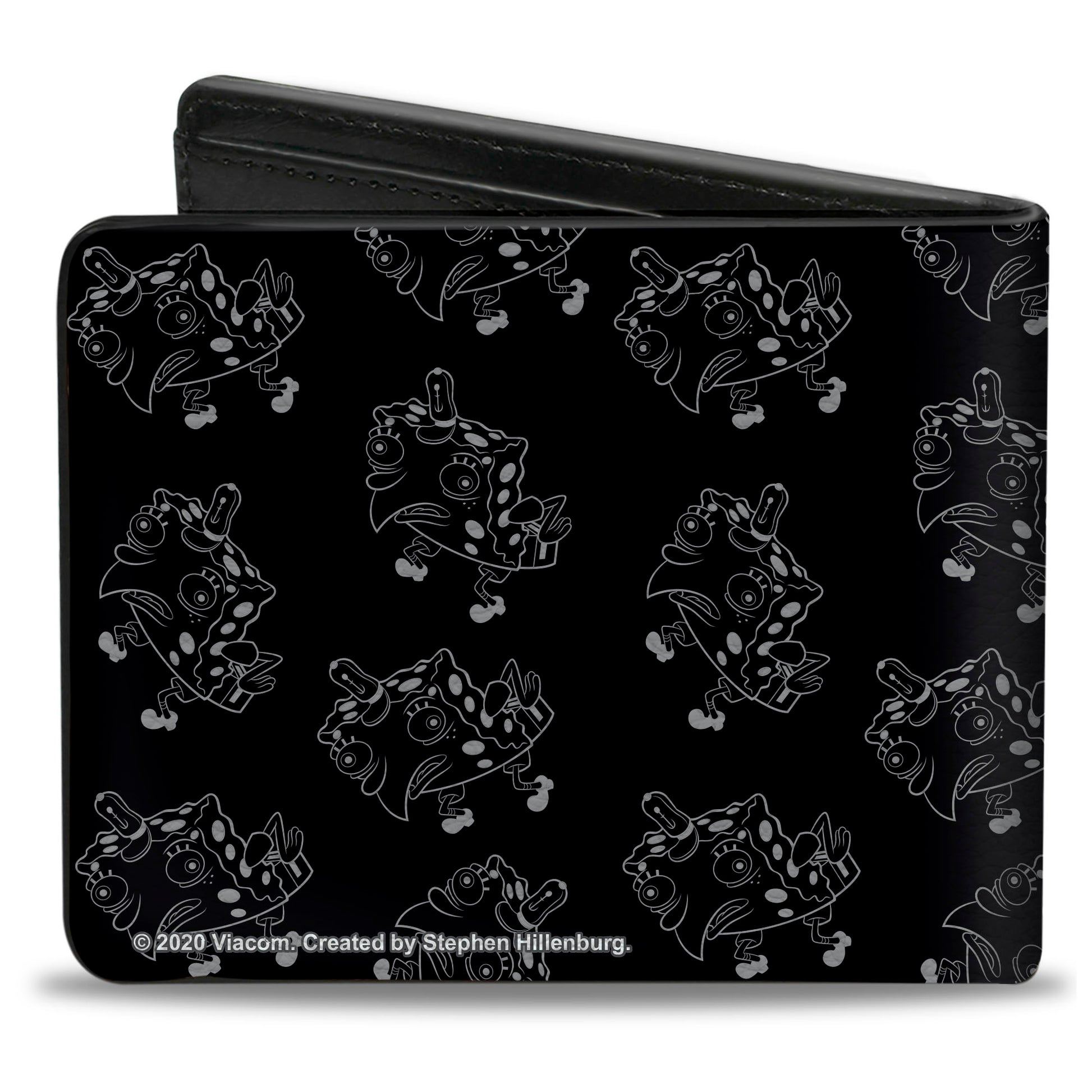Bi-Fold Wallet - Mocking SpongeBob Pose Pose Outline Black Gray Bi-Fold Wallets SpongeBob SquarePants