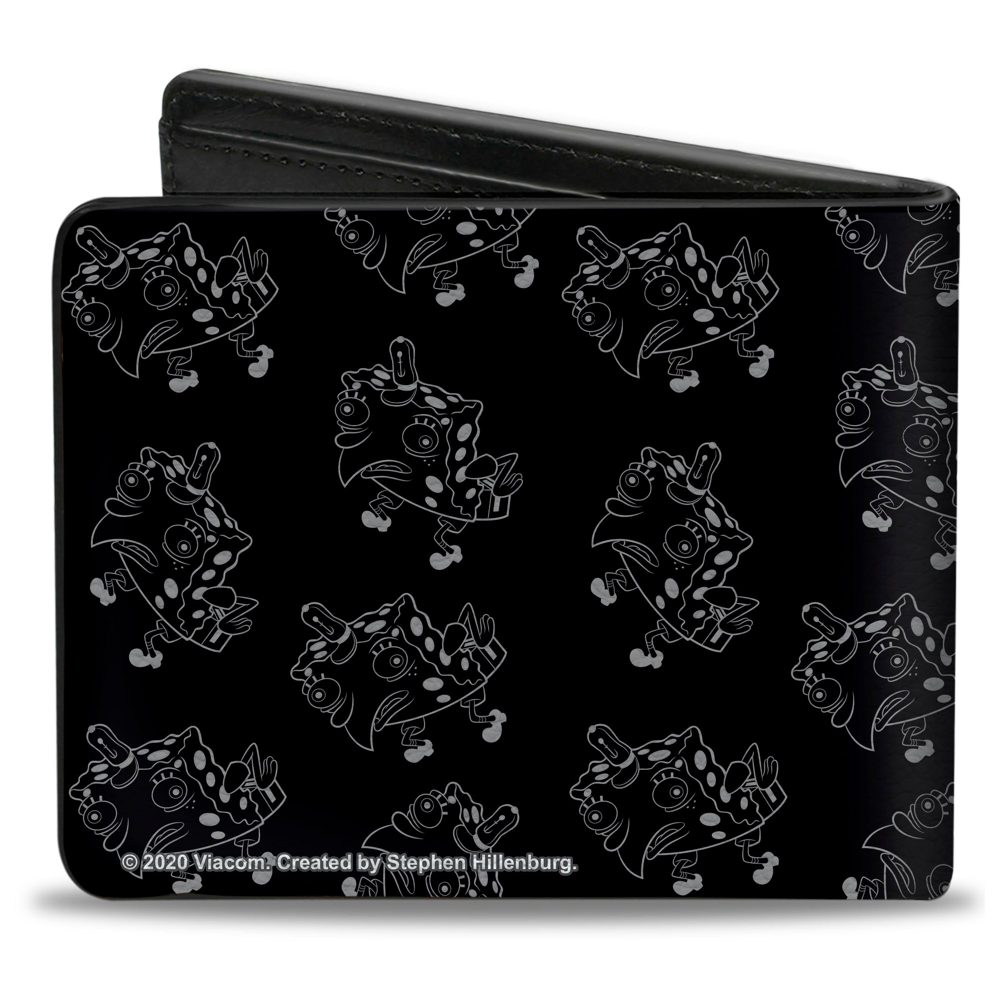 Bi-Fold Wallet - Mocking SpongeBob Pose Pose Outline Black Gray Bi-Fold Wallets SpongeBob SquarePants