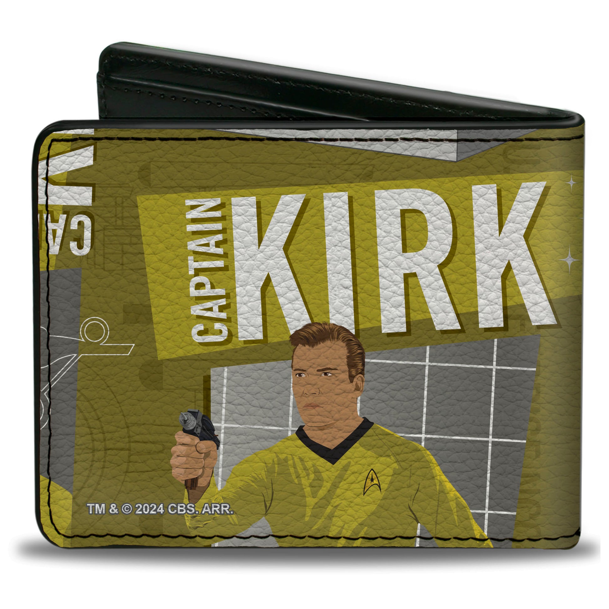 Bi-Fold Wallet - Classic Star Trek CAPTAIN JAMES T KIRK Poses Collage Yellows/Grays Bi-Fold Wallets Star Trek