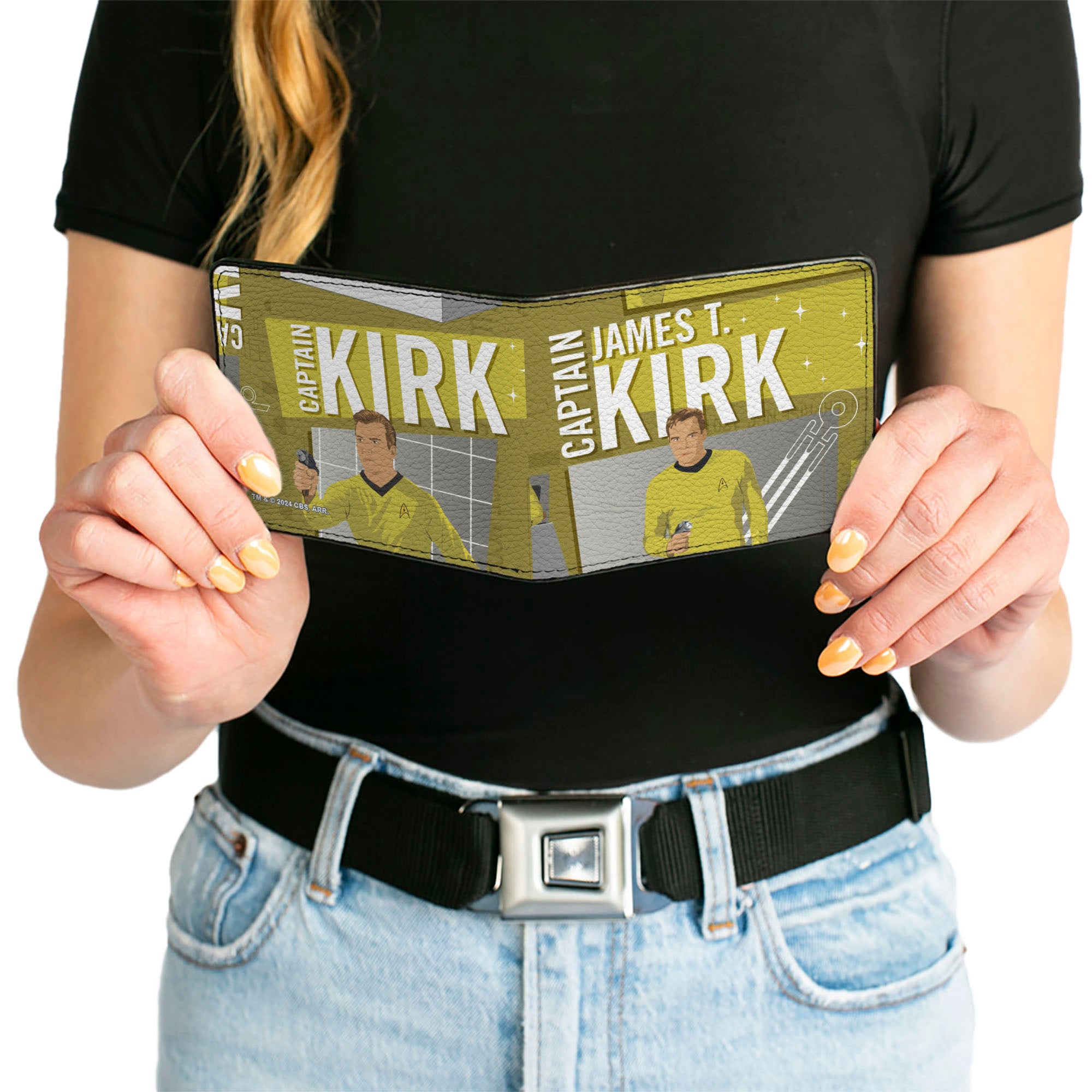 Bi-Fold Wallet - Classic Star Trek CAPTAIN JAMES T KIRK Poses Collage Yellows/Grays Bi-Fold Wallets Star Trek