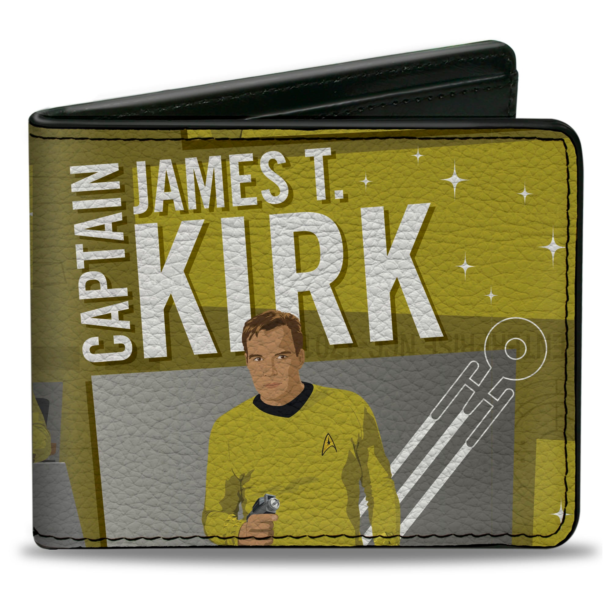 Bi-Fold Wallet - Classic Star Trek CAPTAIN JAMES T KIRK Poses Collage Yellows/Grays Bi-Fold Wallets Star Trek