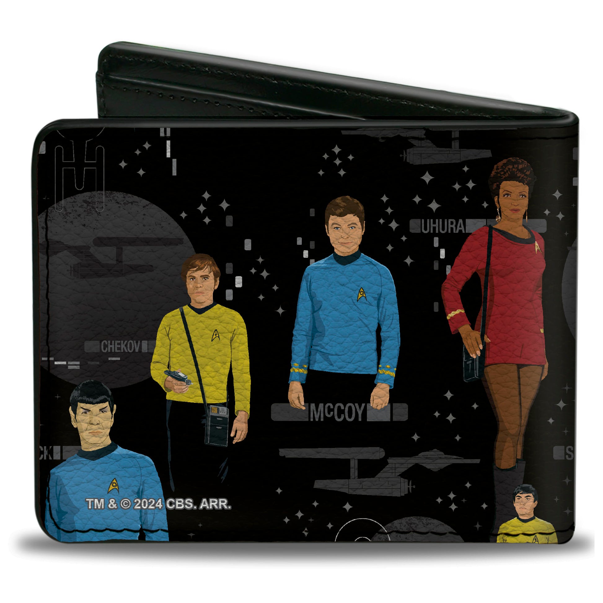 Bi-Fold Wallet - The Original Star Trek Crew Poses and Icons Black/Multi Color Bi-Fold Wallets Star Trek