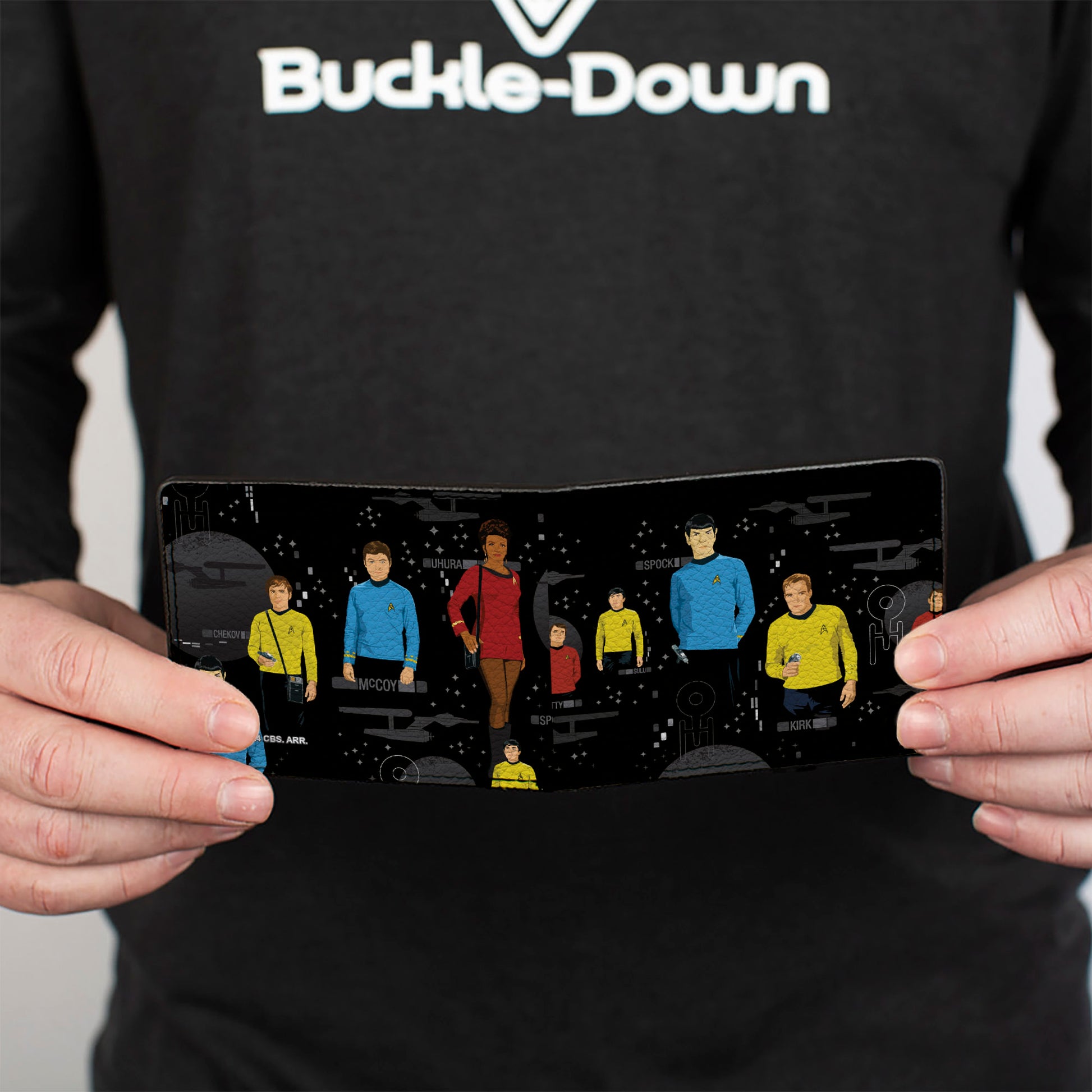 Bi-Fold Wallet - The Original Star Trek Crew Poses and Icons Black/Multi Color Bi-Fold Wallets Star Trek