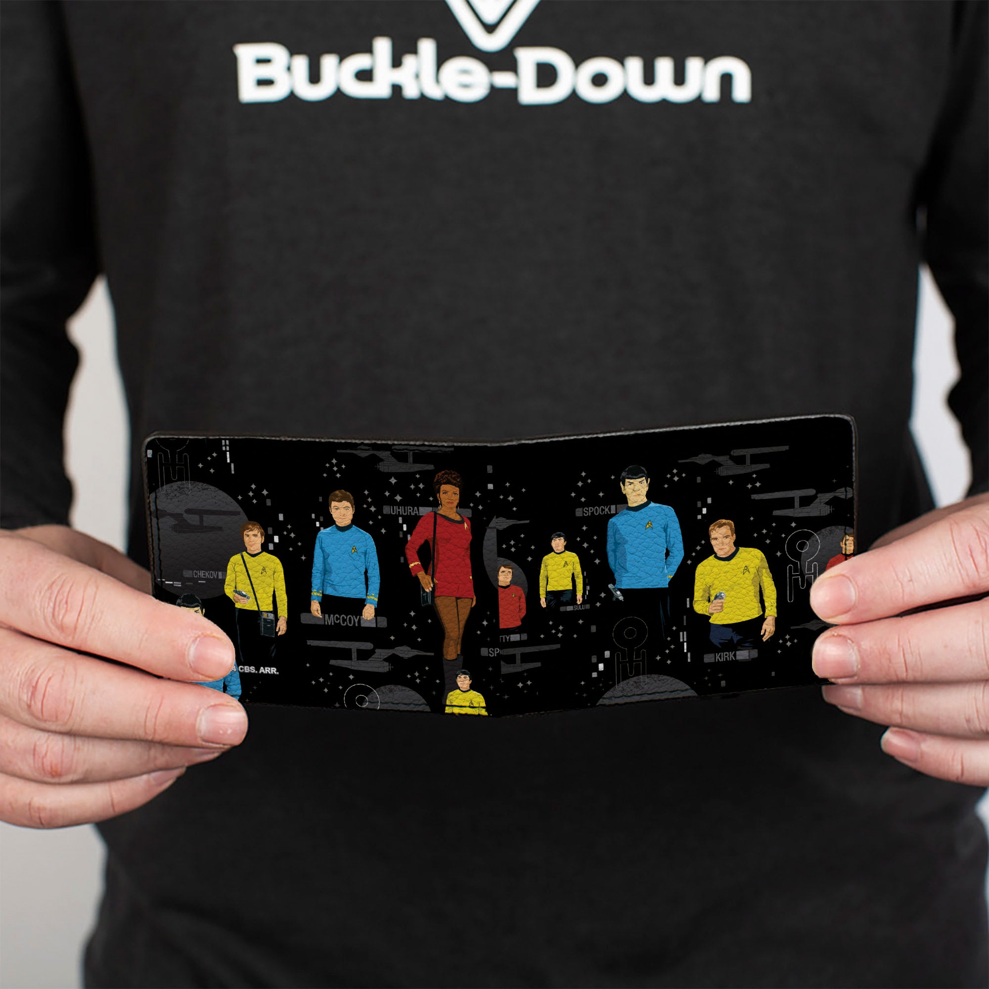 Bi-Fold Wallet - The Original Star Trek Crew Poses and Icons Black/Multi Color Bi-Fold Wallets Star Trek