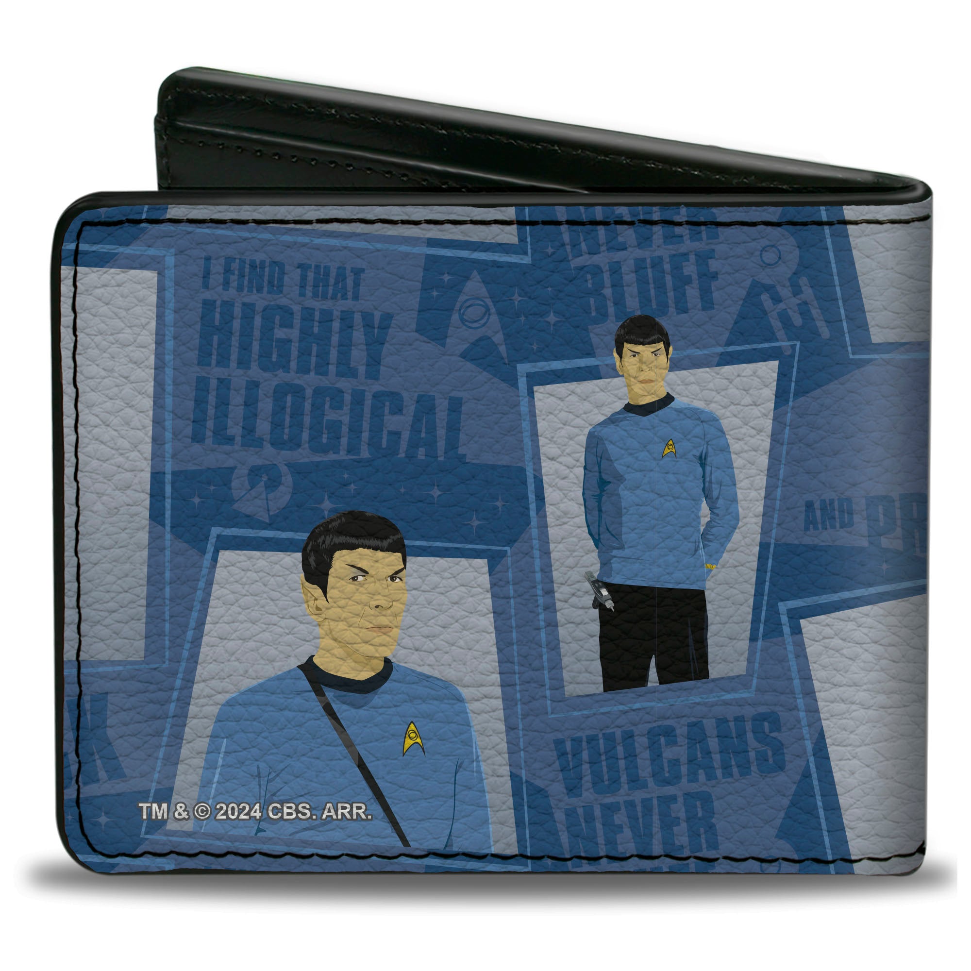 Bi-Fold Wallet - Classic Star Trek Spock Poses and Quotes Collage Blues Bi-Fold Wallets Star Trek