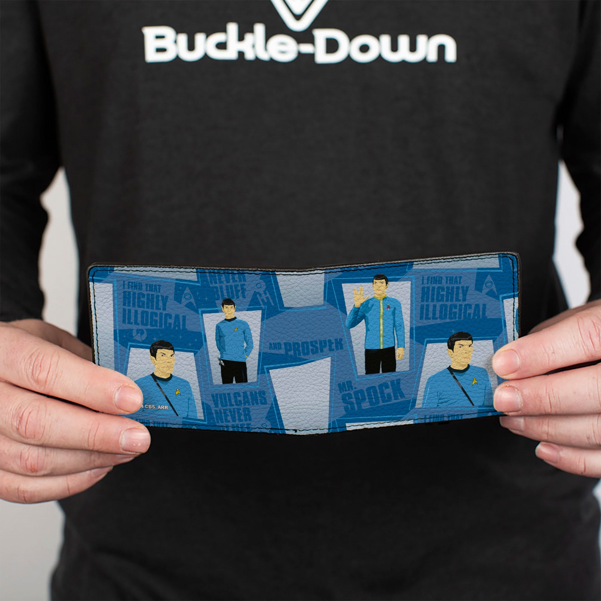 Bi-Fold Wallet - Classic Star Trek Spock Poses and Quotes Collage Blues Bi-Fold Wallets Star Trek