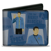 Bi-Fold Wallet - Classic Star Trek Spock Poses and Quotes Collage Blues Bi-Fold Wallets Star Trek