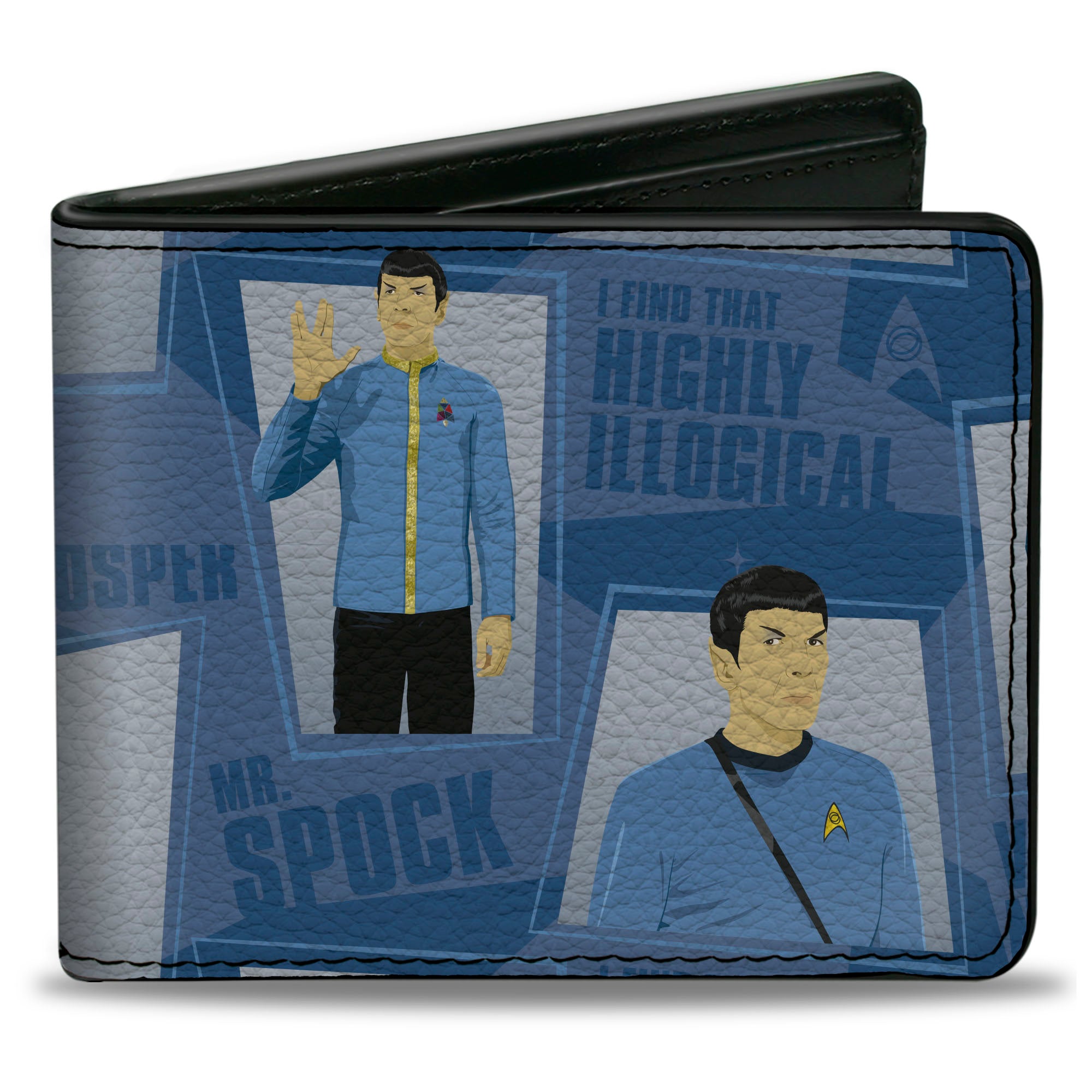 Bi-Fold Wallet - Classic Star Trek Spock Poses and Quotes Collage Blues Bi-Fold Wallets Star Trek