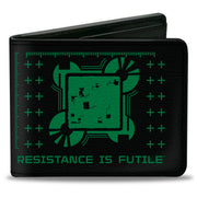 Bi-Fold Wallet - Star Trek BORG CUBE RESISTANCE IS FUTILE Icons Black/Green Bi-Fold Wallets Star Trek
