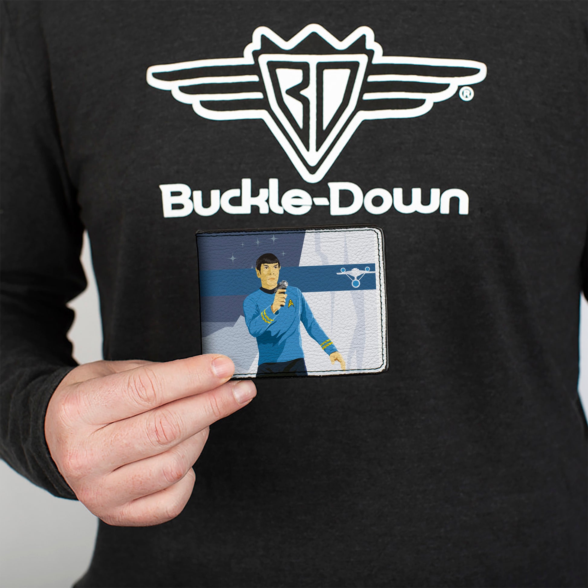 Bi-Fold Wallet - Star Trek MR. SPOCK Phaser Pose Blues/Grays Bi-Fold Wallets Star Trek