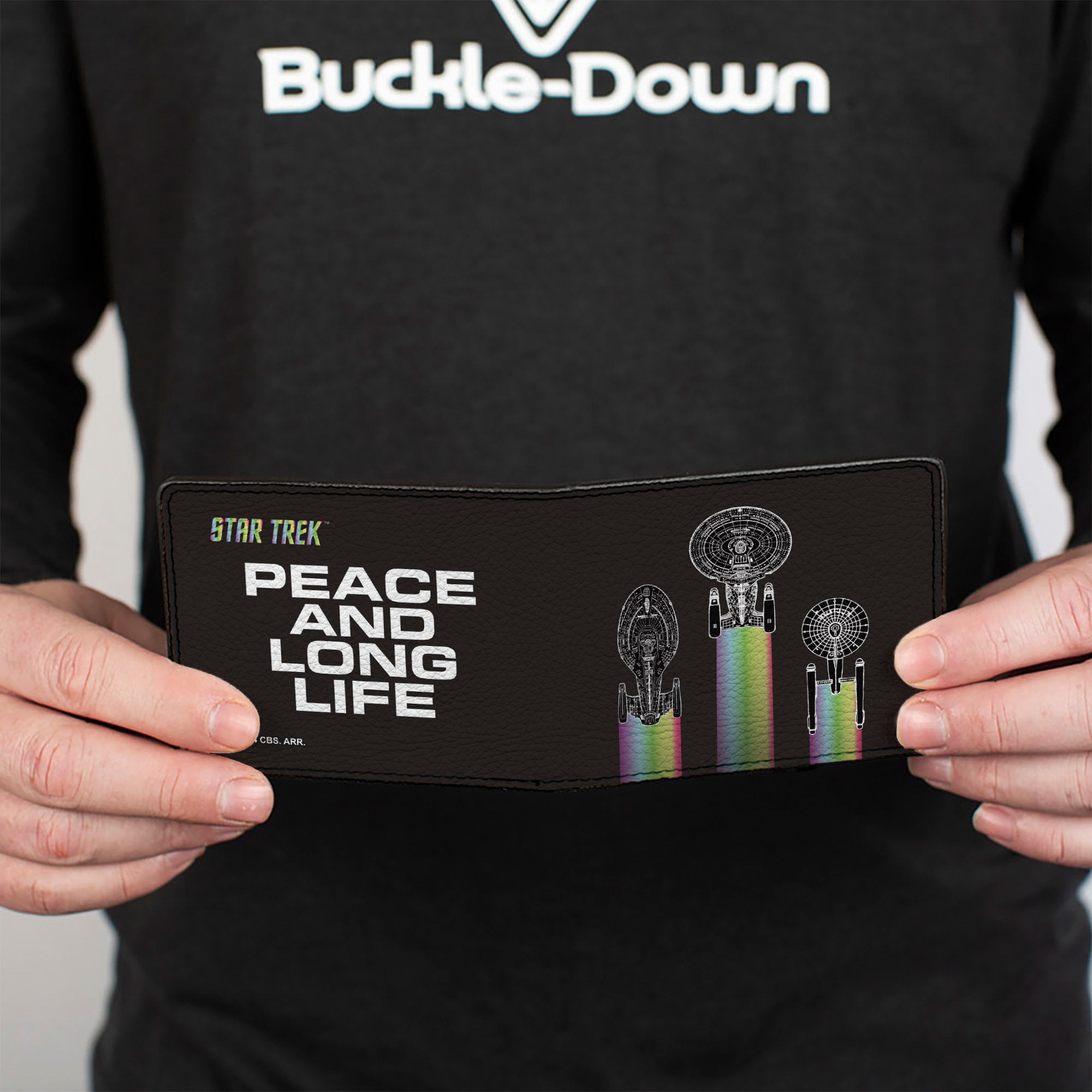 Bi-Fold Wallet - Star Trek Peace and Long Life Starfleet Ships Black Bi-Fold Wallets Star Trek