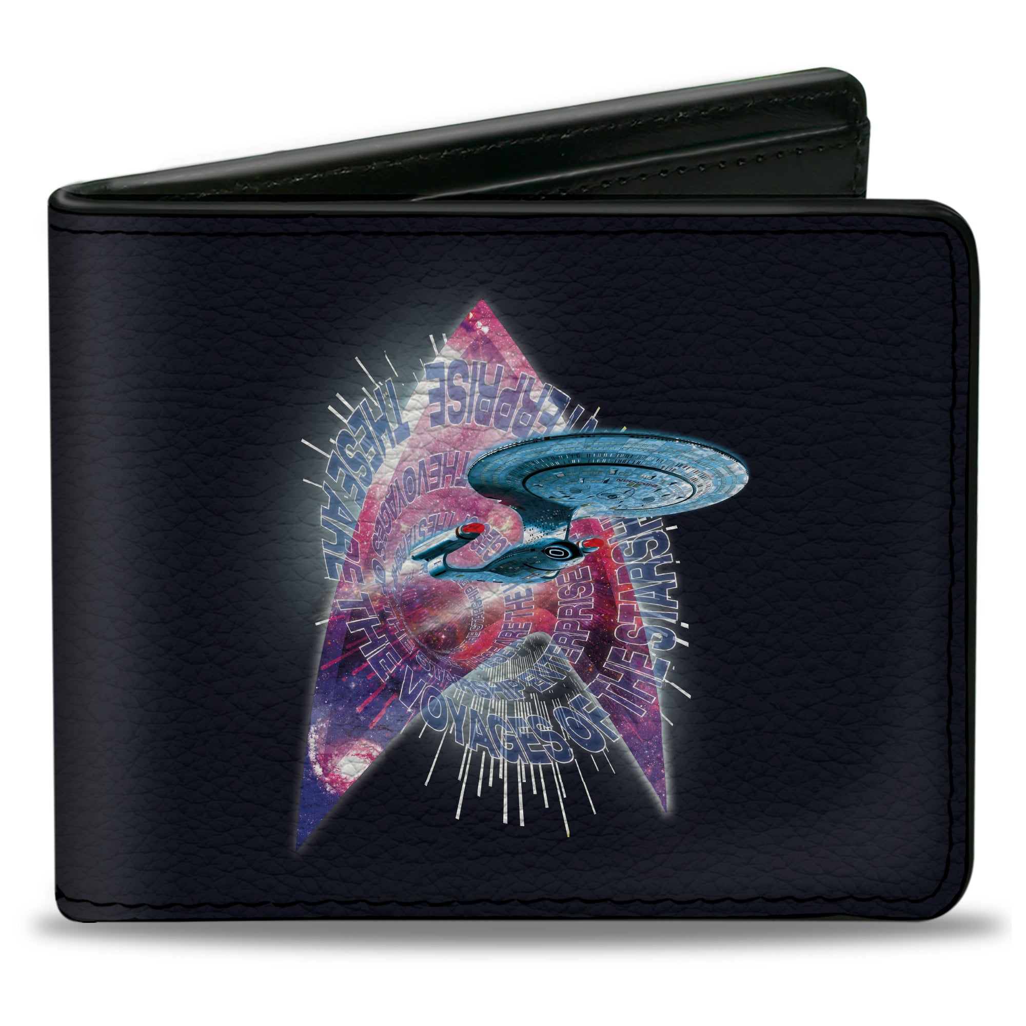 Bi-Fold Wallet - STAR TREK THE NEXT GENERATION Starship Enterprise Voyages Icon Black Bi-Fold Wallets Star Trek