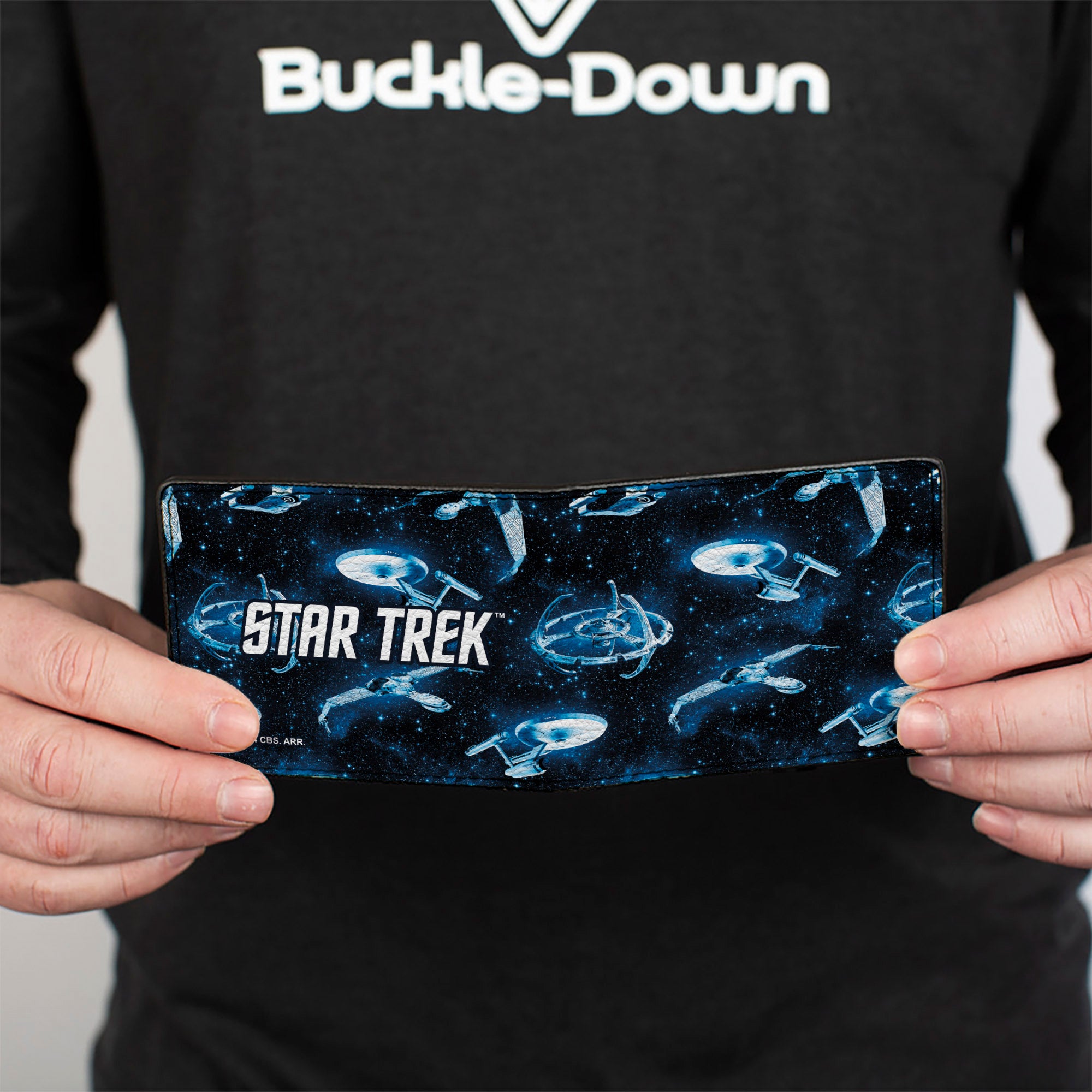 Bi-Fold Wallet - Star Trek Spaceship Fleet in Space and Title Logo Blues Bi-Fold Wallets Star Trek