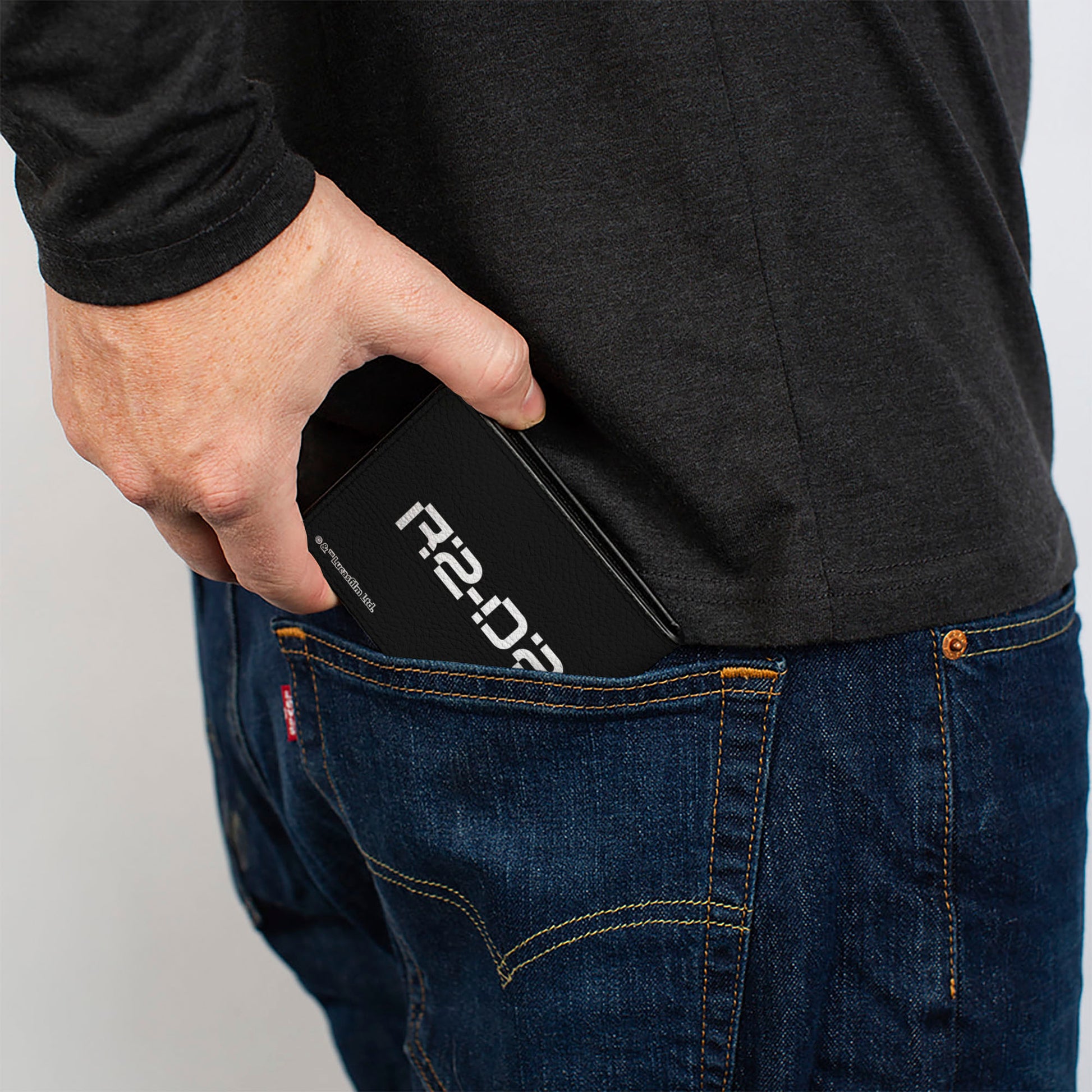 Bi-Fold Wallet - Star Wars R2-D2 Pose and Text Black/White Bi-Fold Wallets Star Wars