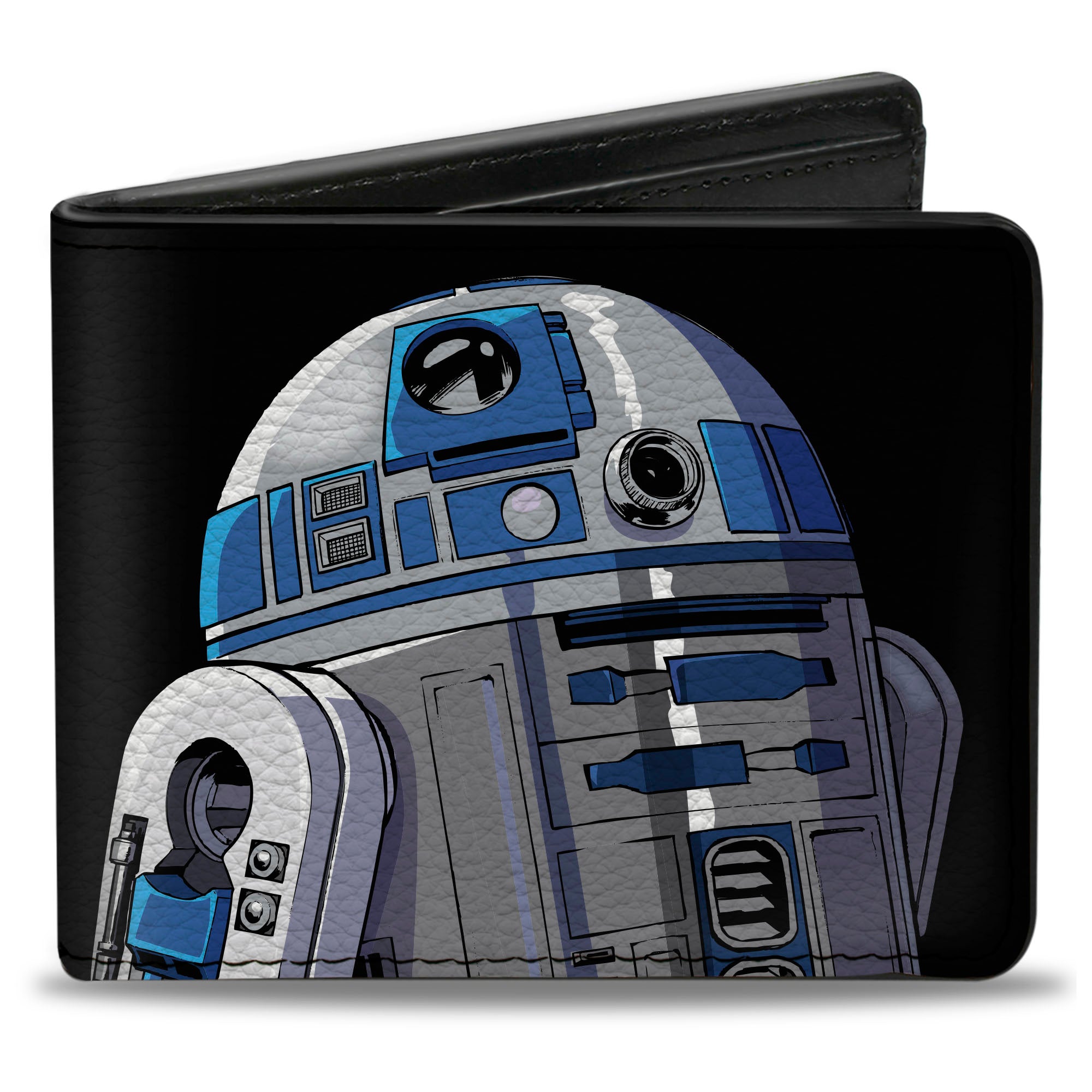 Bi-Fold Wallet - Star Wars R2-D2 Pose and Text Black/White Bi-Fold Wallets Star Wars