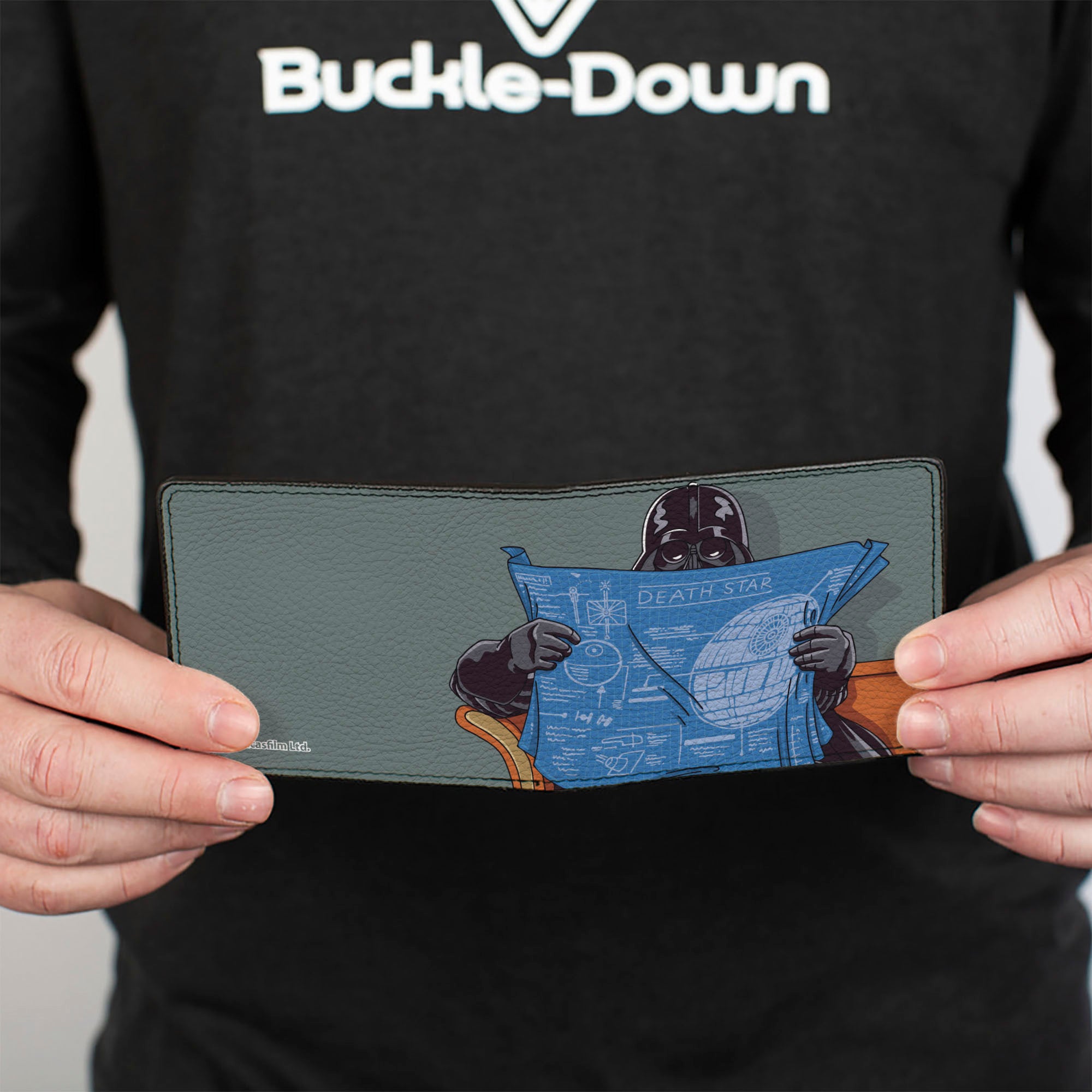 Bi-Fold Wallet - Star Wars Darth Vader Reading Death Star Blueprints Pose Gray Bi-Fold Wallets Star Wars