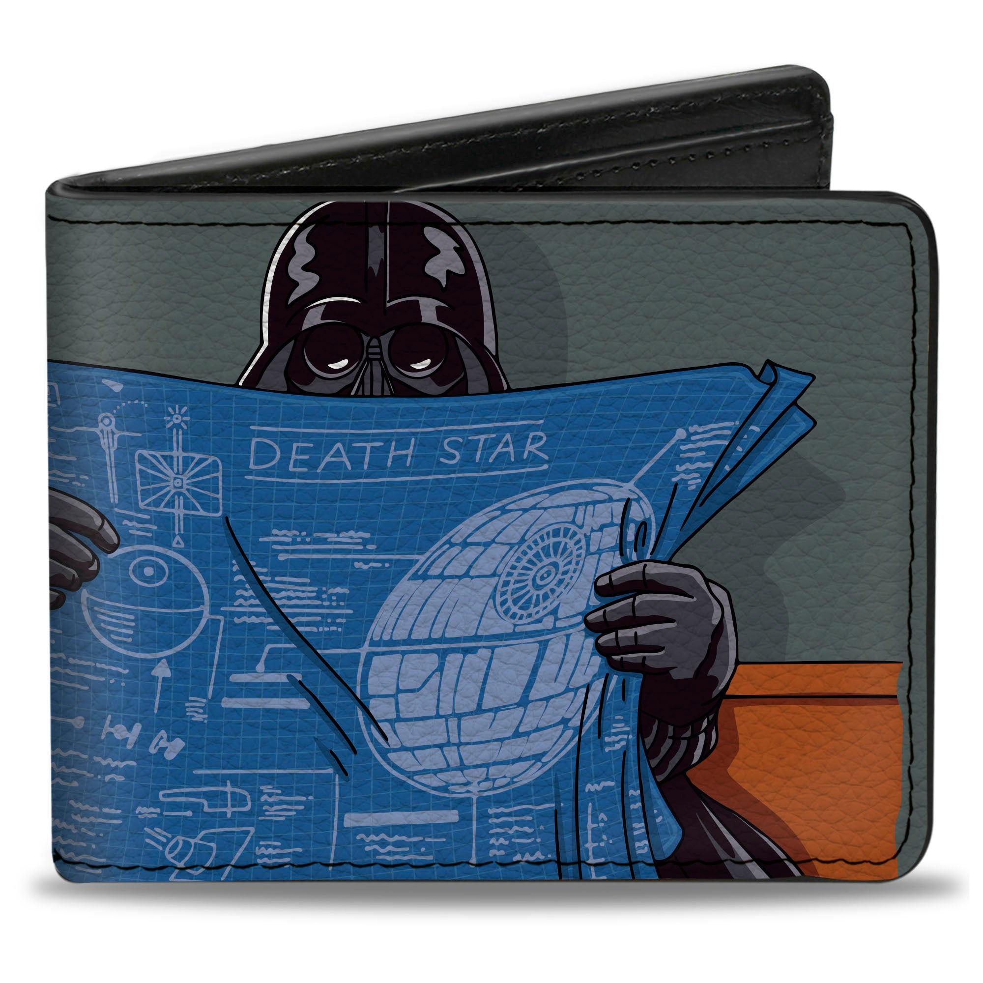 Bi-Fold Wallet - Star Wars Darth Vader Reading Death Star Blueprints Pose Gray Bi-Fold Wallets Star Wars