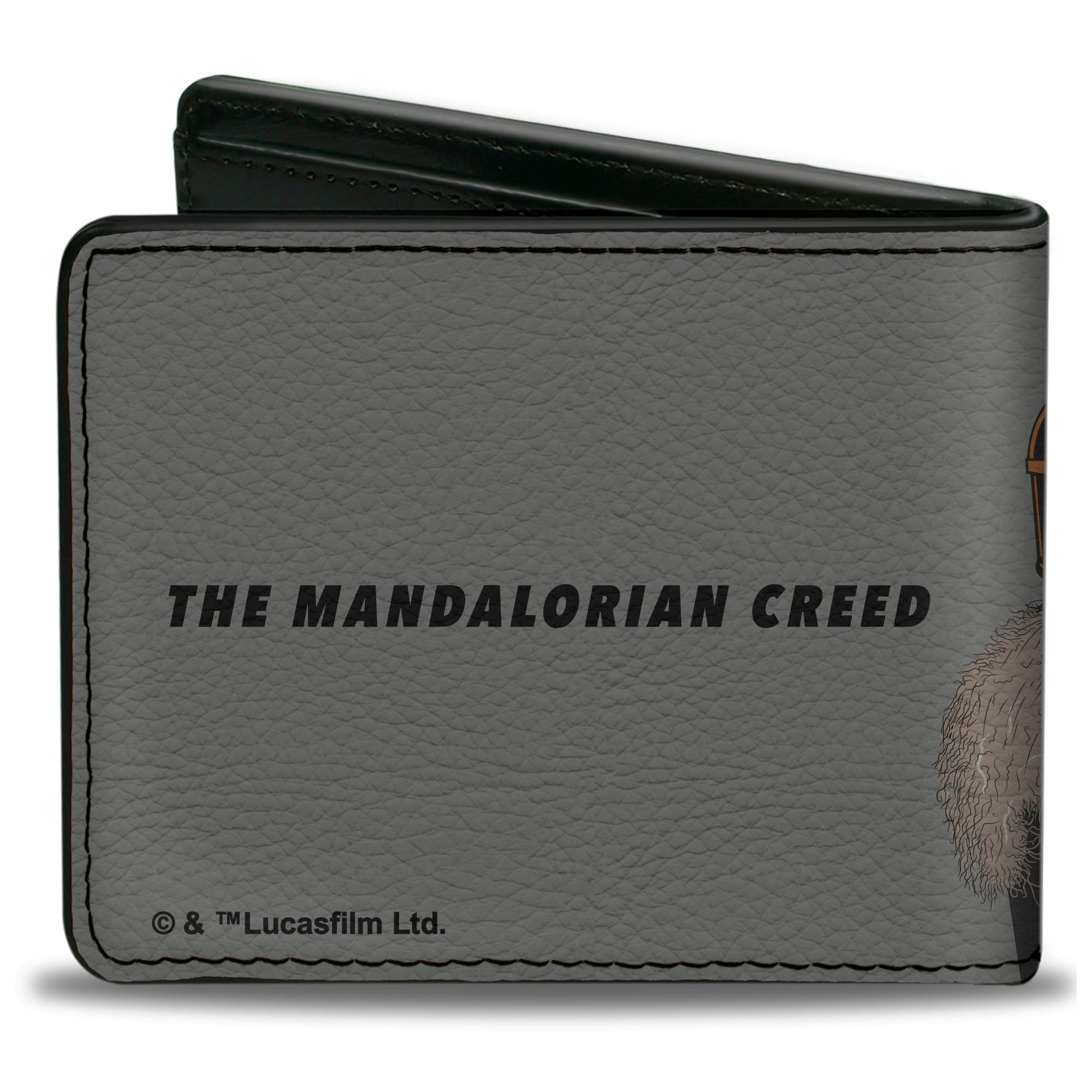 Bi-Fold Wallet - Star Wars The Mandalorian Grogu with The Armorer Bo-Katan and Din Djarin Pose THE MANDALORIAN CREED Gray