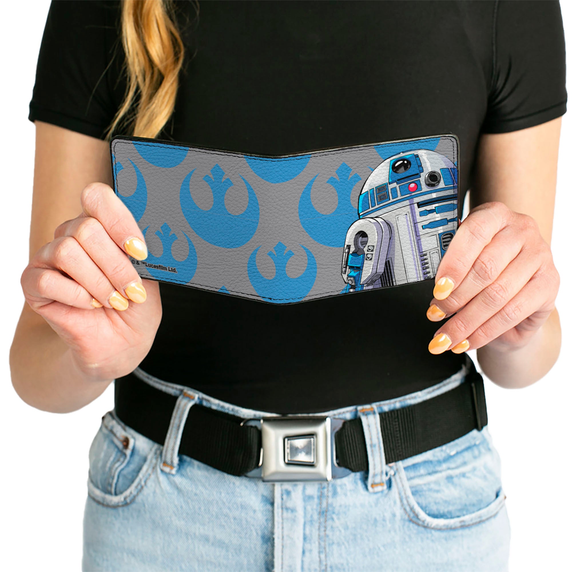 Bi-Fold Wallet - Star Wars R2-D2 Pose and Rebel Alliance Insignia Gray/Blue