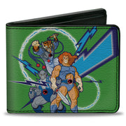 Bi-Fold Wallet - ThunderCats Classic 3-Character Group Pose and Lightning Bolts Green Blues Bi-Fold Wallets ThunderCats