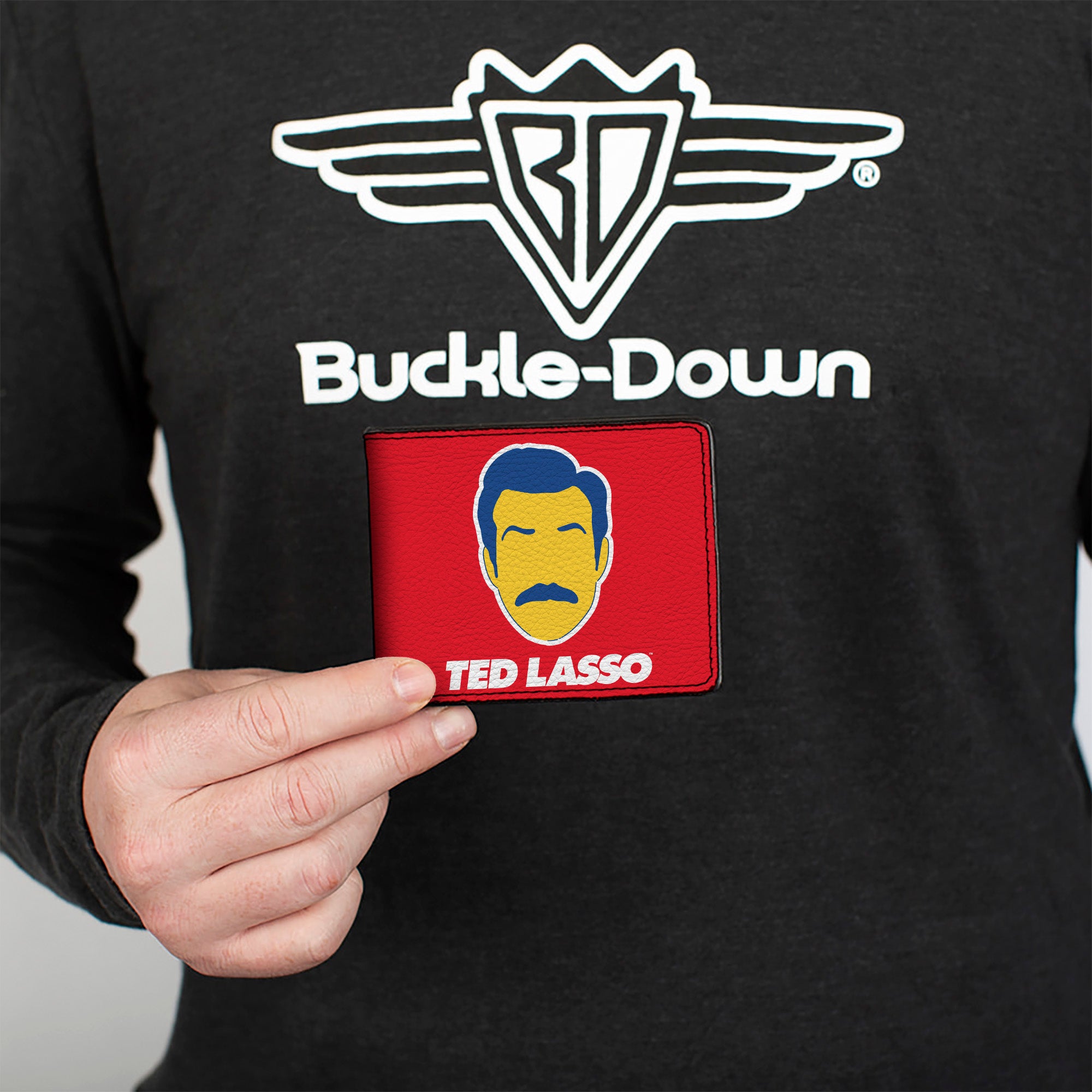 Bi-Fold Wallet - Ted Lasso Icon and Text Red White Blue Yellow Bi-Fold Wallets Ted Lasso